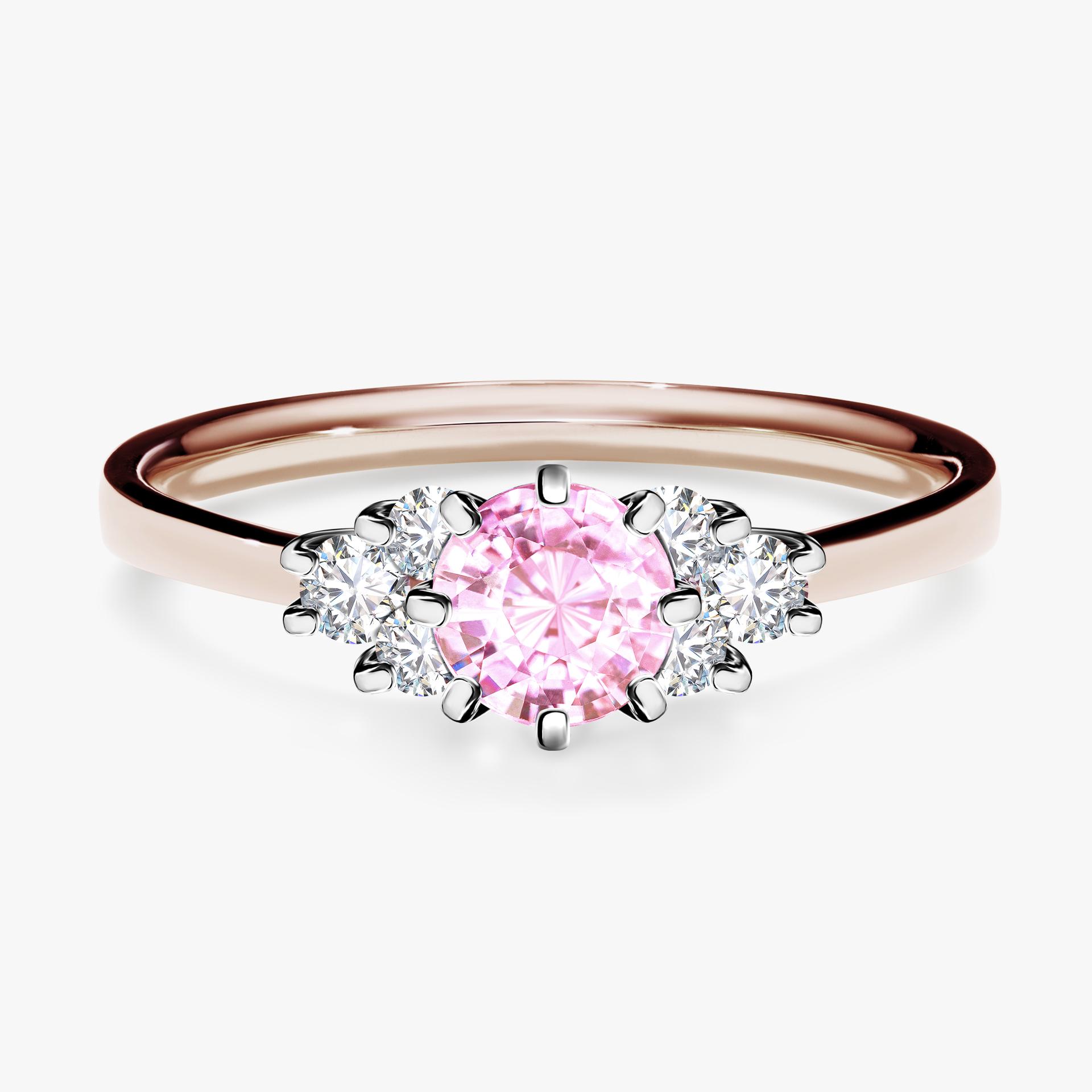 Pierscionek zareczynowy z szafirem rozowym 068 CT z rozowego zlota my lilly 01