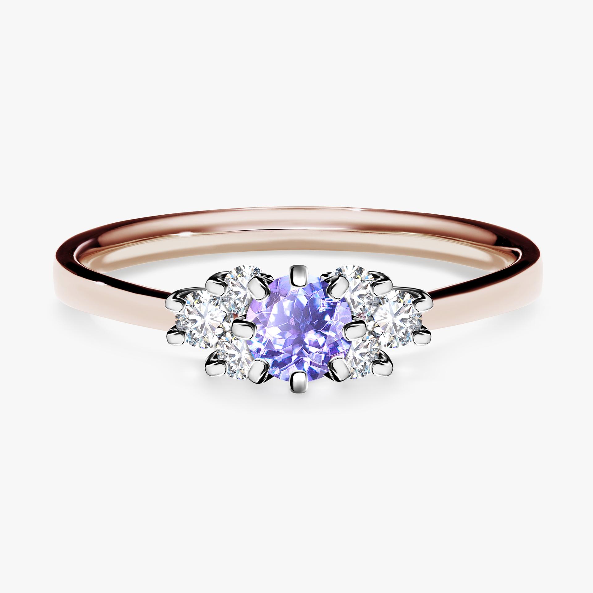 Pierscionek zareczynowy z tanzanitem 043 CT z rozowego zlota my lilly 01