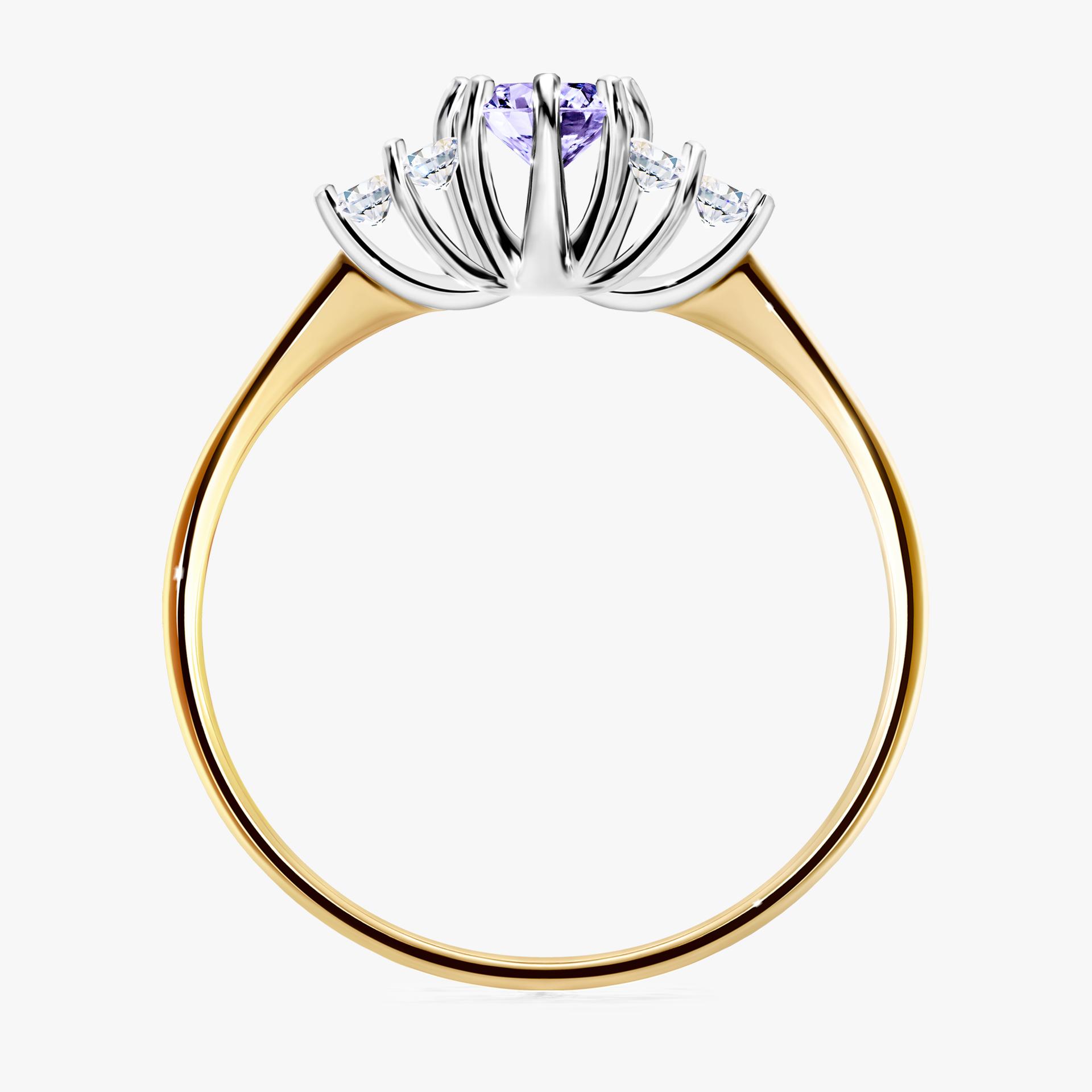 Pierscionek zareczynowy z tanzanitem 043 CT z zoltego zlota my lilly 02