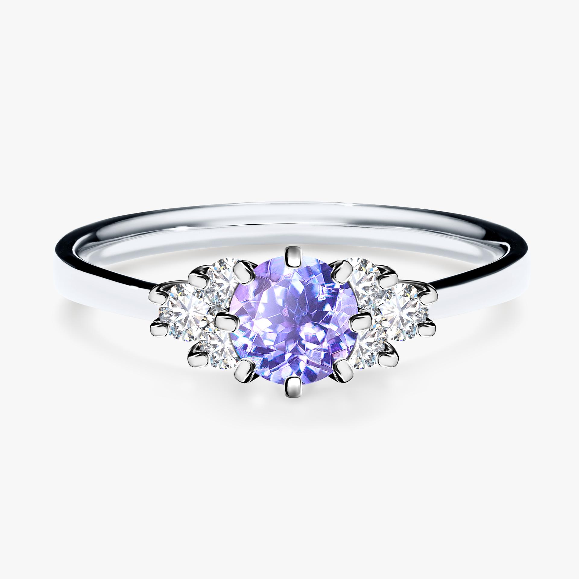 Pierścionek zaręczynowy My Lilly z białego złota z tanzanitem 0,68ct