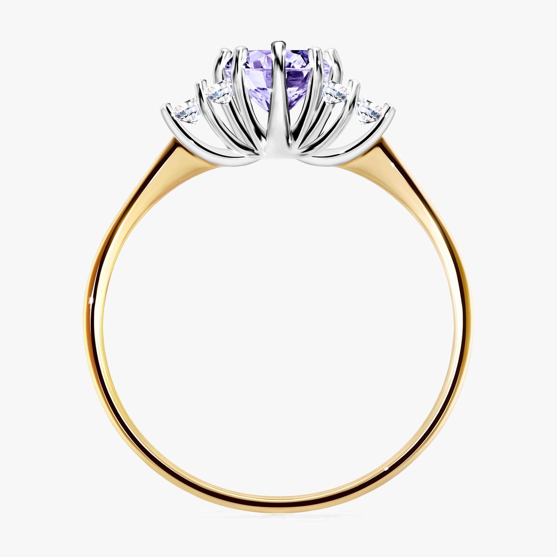 Pierscionek zareczynowy z tanzanitem 068 CT z zoltego zlota my lilly 02