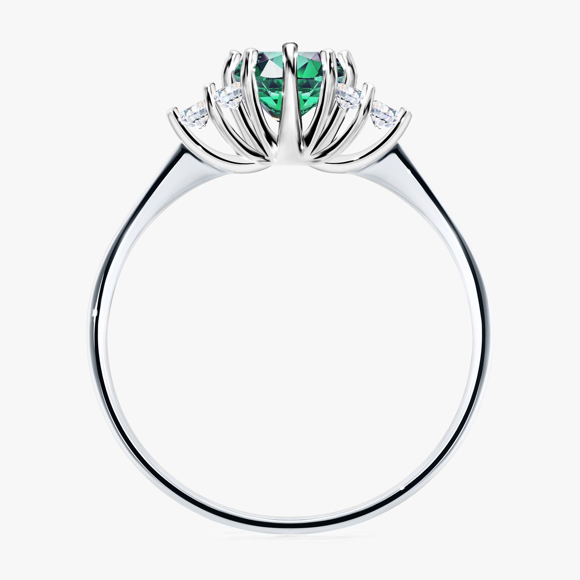 Pierścionek zaręczynowy My Lilly z białego złota ze szmaragdem 0,68ct