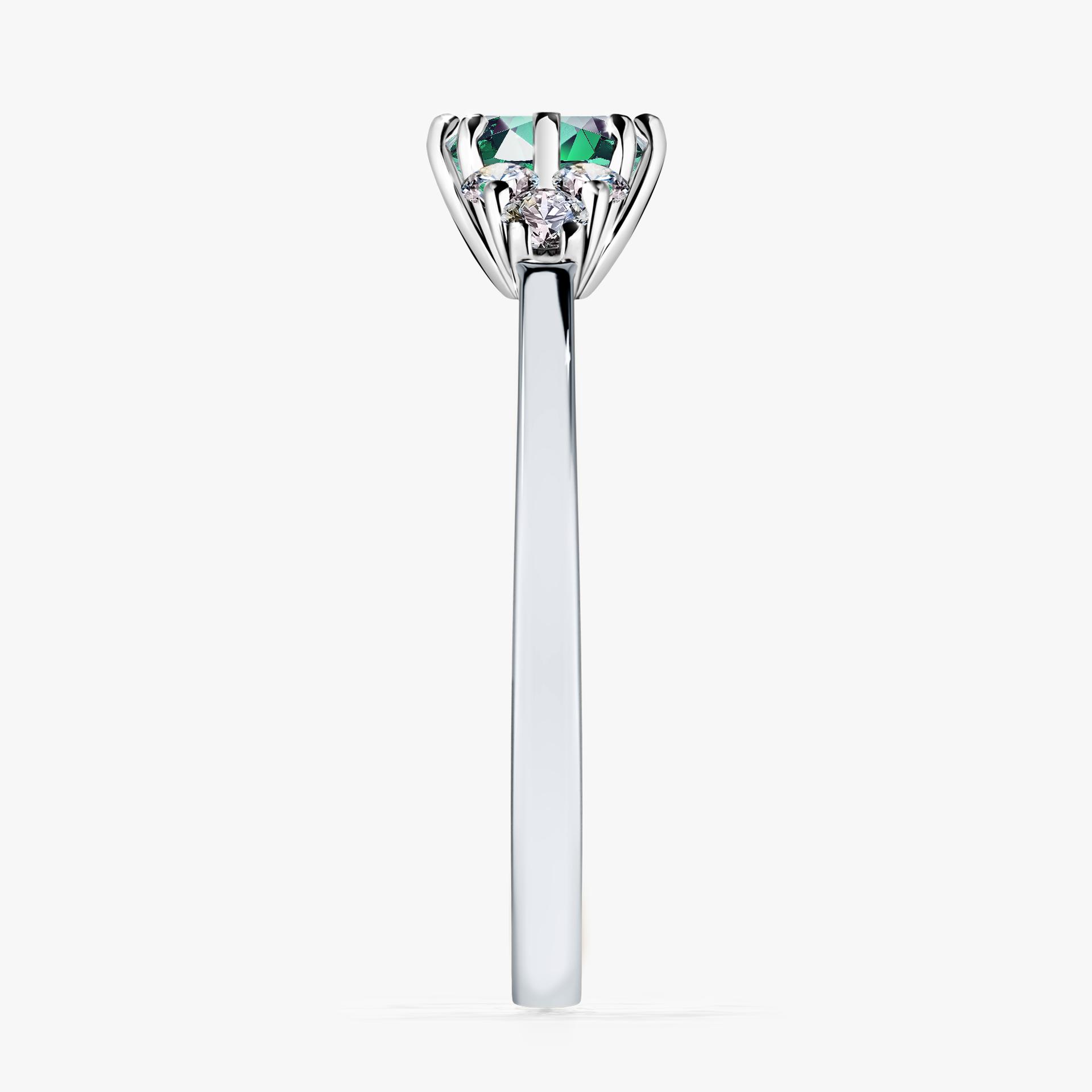 Pierścionek zaręczynowy My Lilly z białego złota ze szmaragdem 0,68ct
