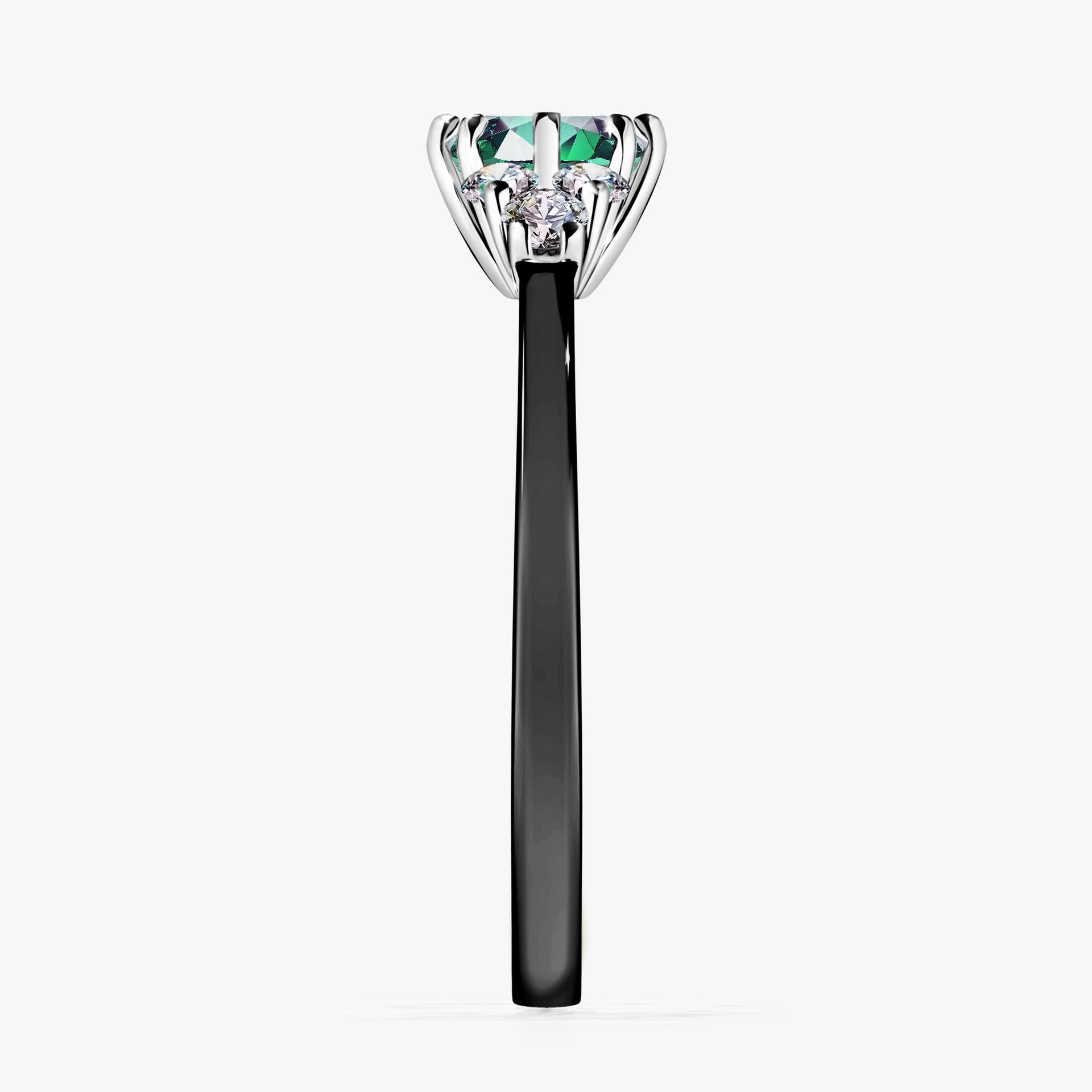 Pierścionek zaręczynowy My Lilly z czarnego złota ze szmaragdem 0,68ct