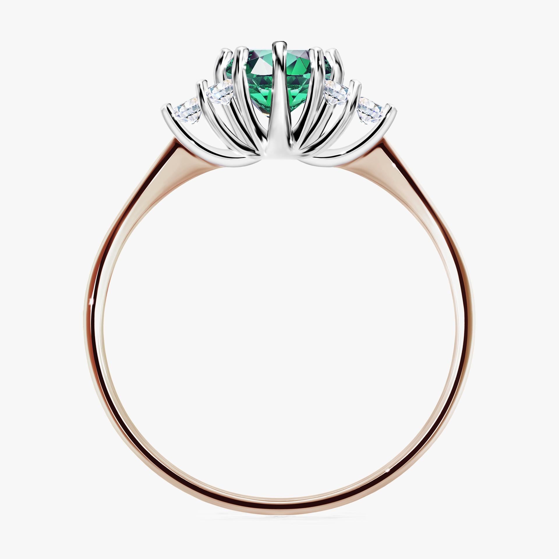Pierscionek zareczynowy ze szmaragdem 068 CT z rozowego zlota my lilly 02