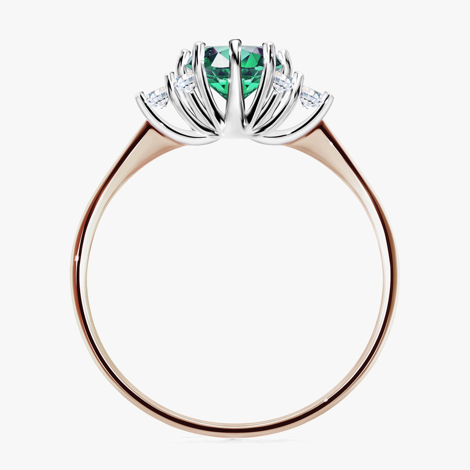 Pierscionek zareczynowy ze szmaragdem 098 CT z rozowego zlota my lilly 02
