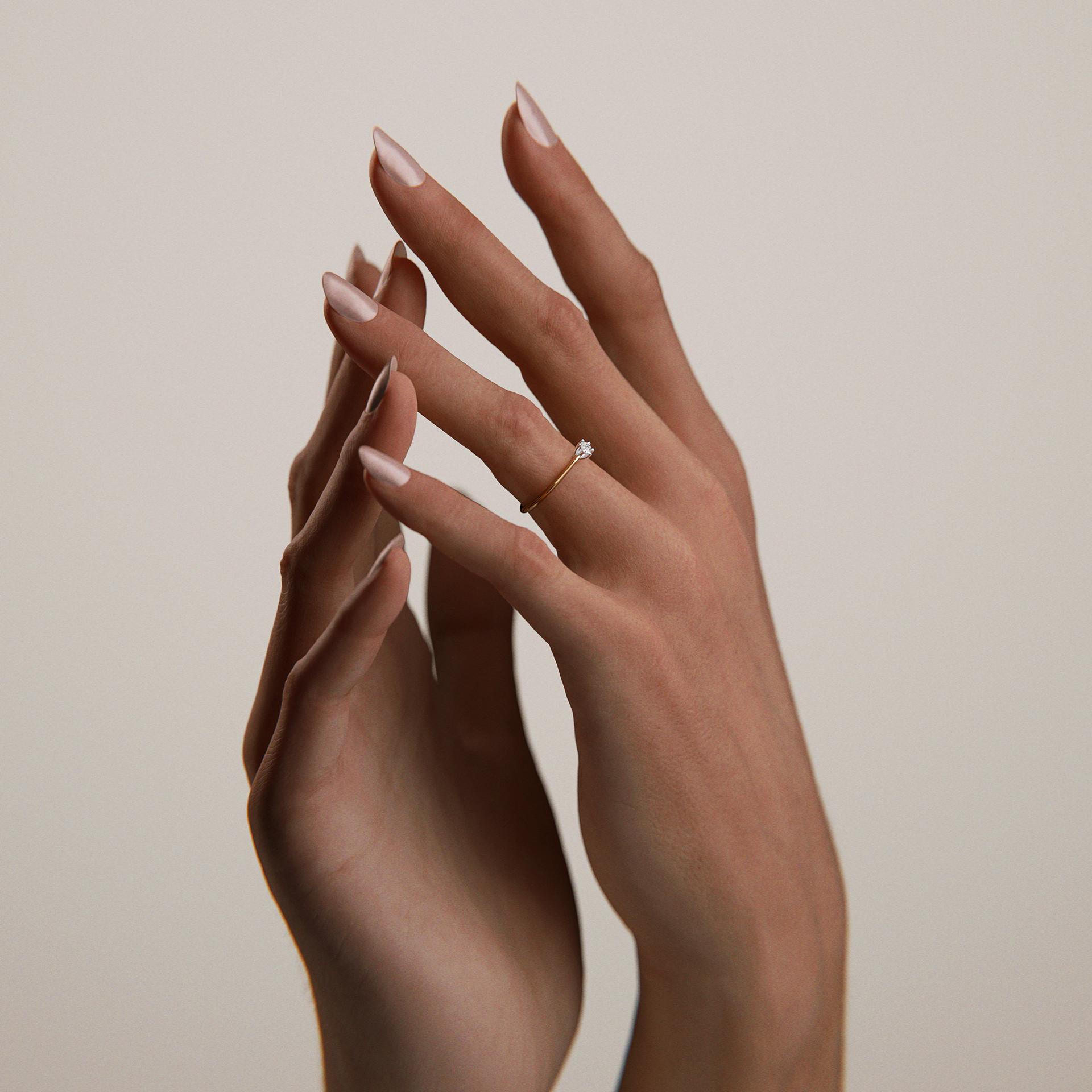 Pierścionek zaręczynowy My Love z żółtego złota z diamentem laboratoryjnym 0,17ct