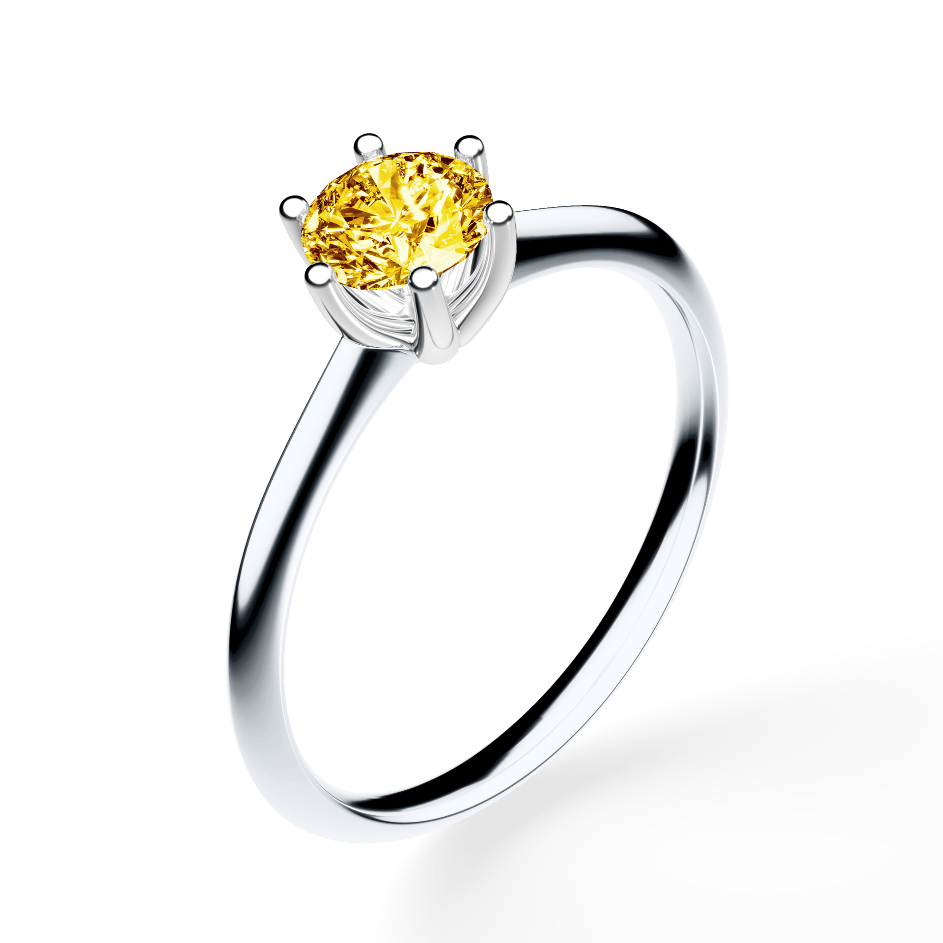 Pierścionek zaręczynowy My Love z białego złota z żółtym diamentem laboratoryjnym 0,50ct