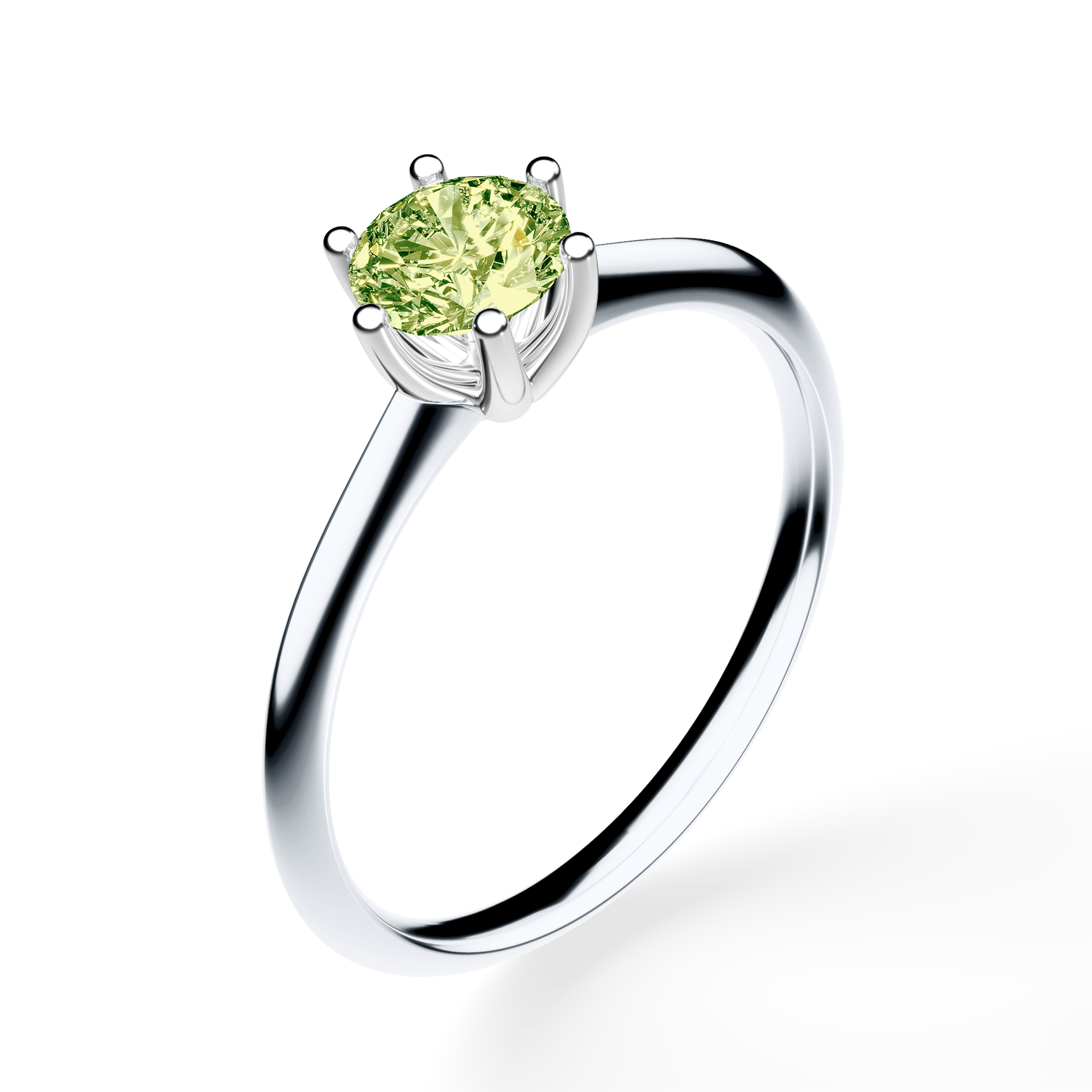 Pierścionek zaręczynowy My Love z białego złota z jasnym zielonym diamentem laboratoryjnym 0,50ct