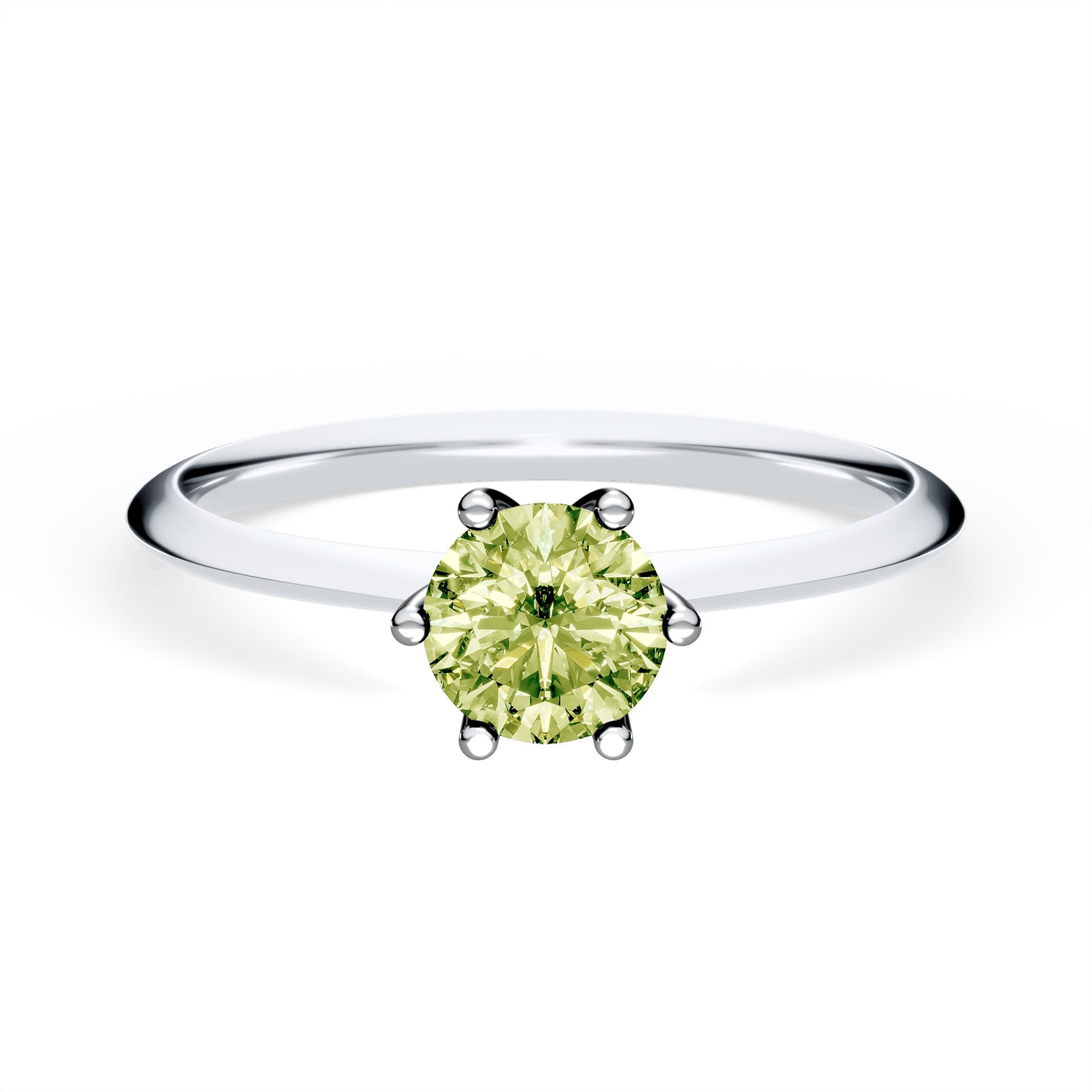 Pierścionek zaręczynowy My Love z białego złota z jasnym zielonym diamentem laboratoryjnym 0,50ct