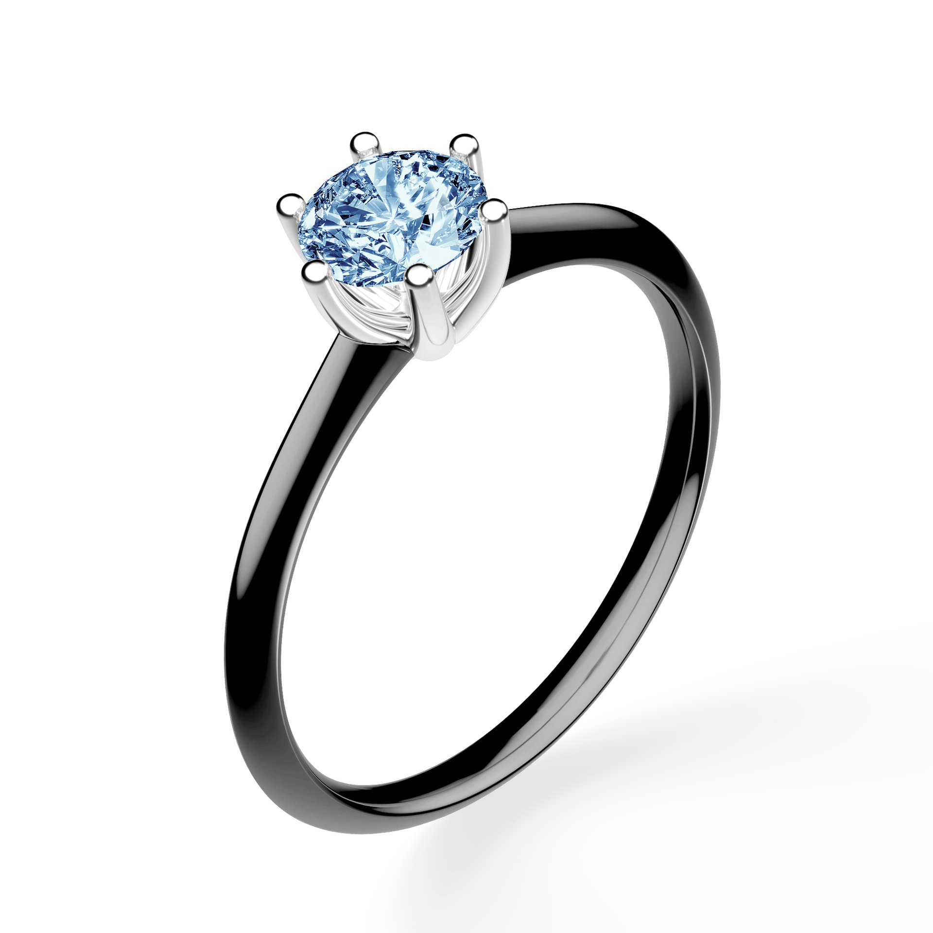 Pierścionek zaręczynowy My Love z czarnego złota z niebieskim diamentem laboratoryjnym 0,50ct