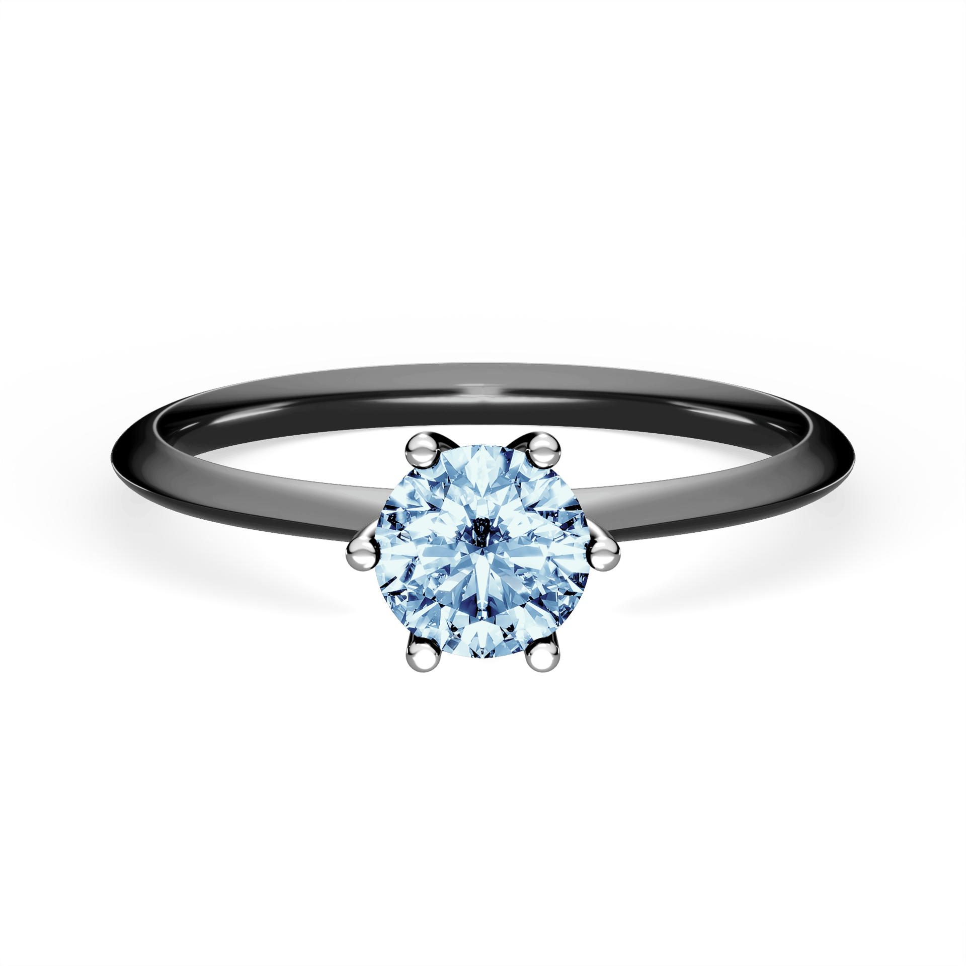 Pierścionek zaręczynowy My Love z czarnego złota z niebieskim diamentem laboratoryjnym 0,50ct