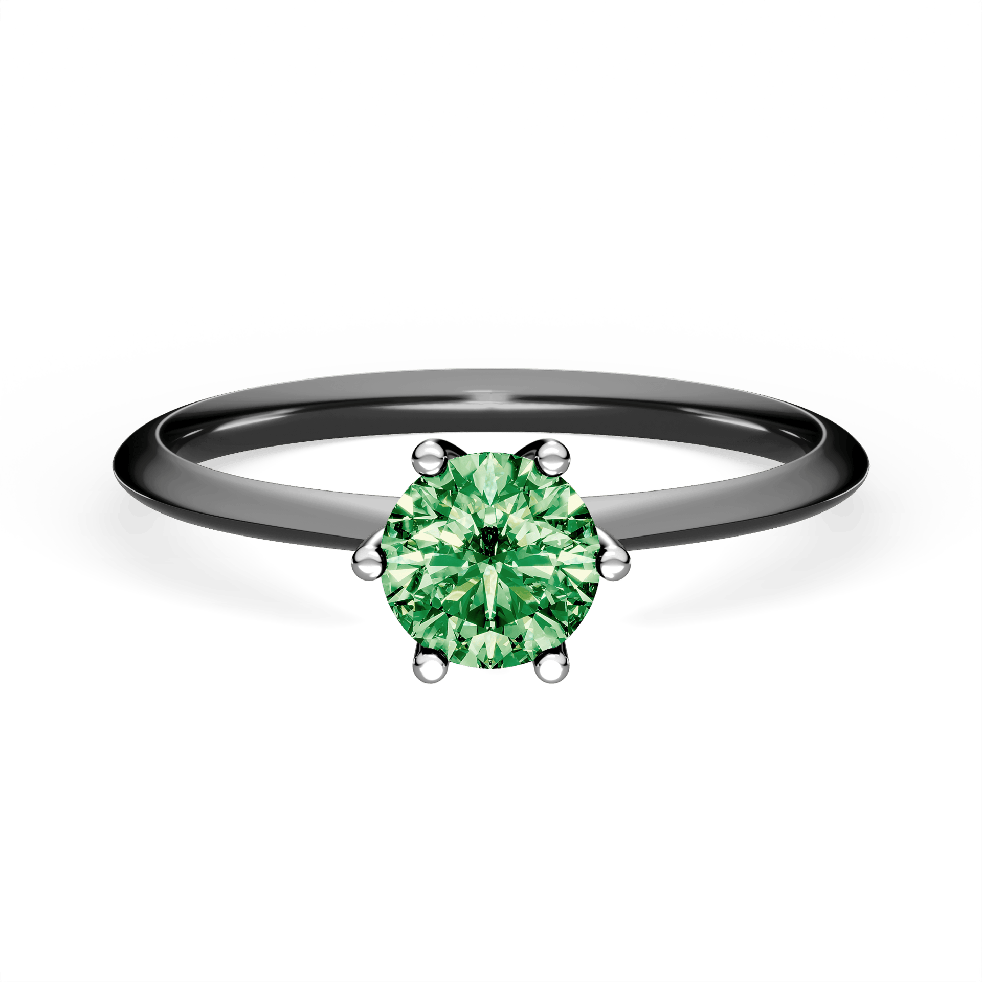 Pierścionek zaręczynowy My Love z czarnego złota z ciemnym zielonym diamentem laboratoryjnym 0,50ct