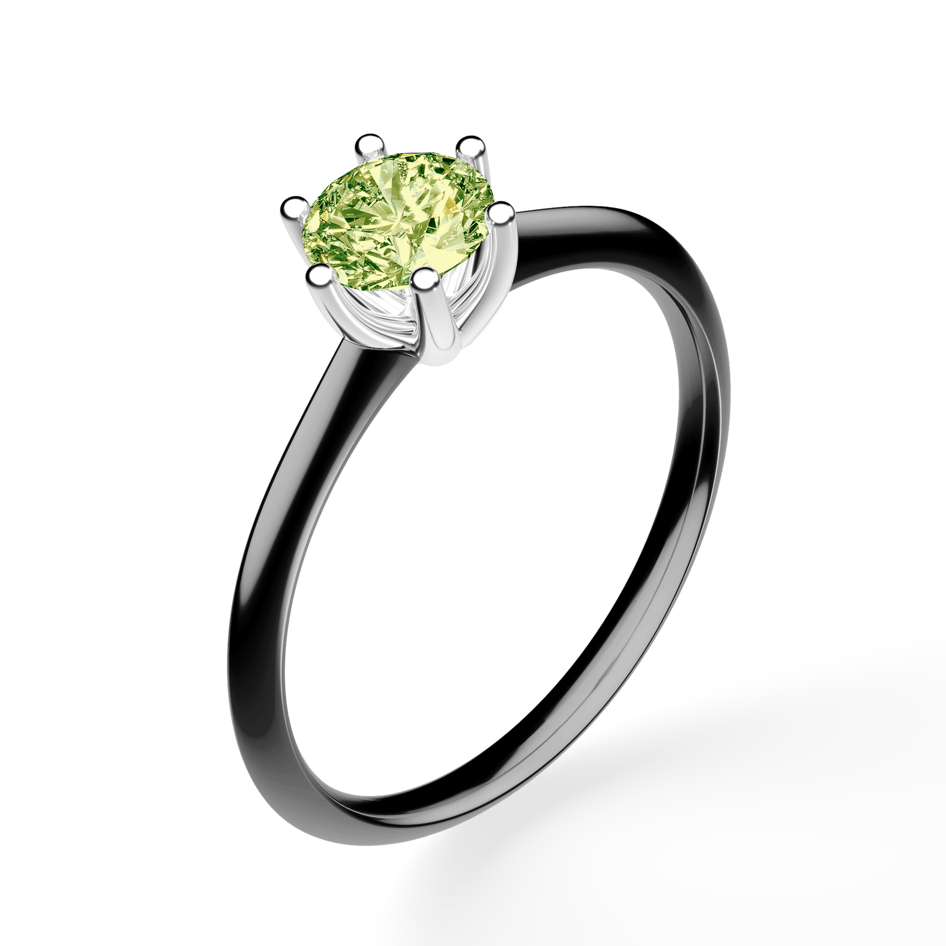 Pierścionek zaręczynowy My Love z czarnego złota z jasnym zielonym diamentem laboratoryjnym 0,50ct