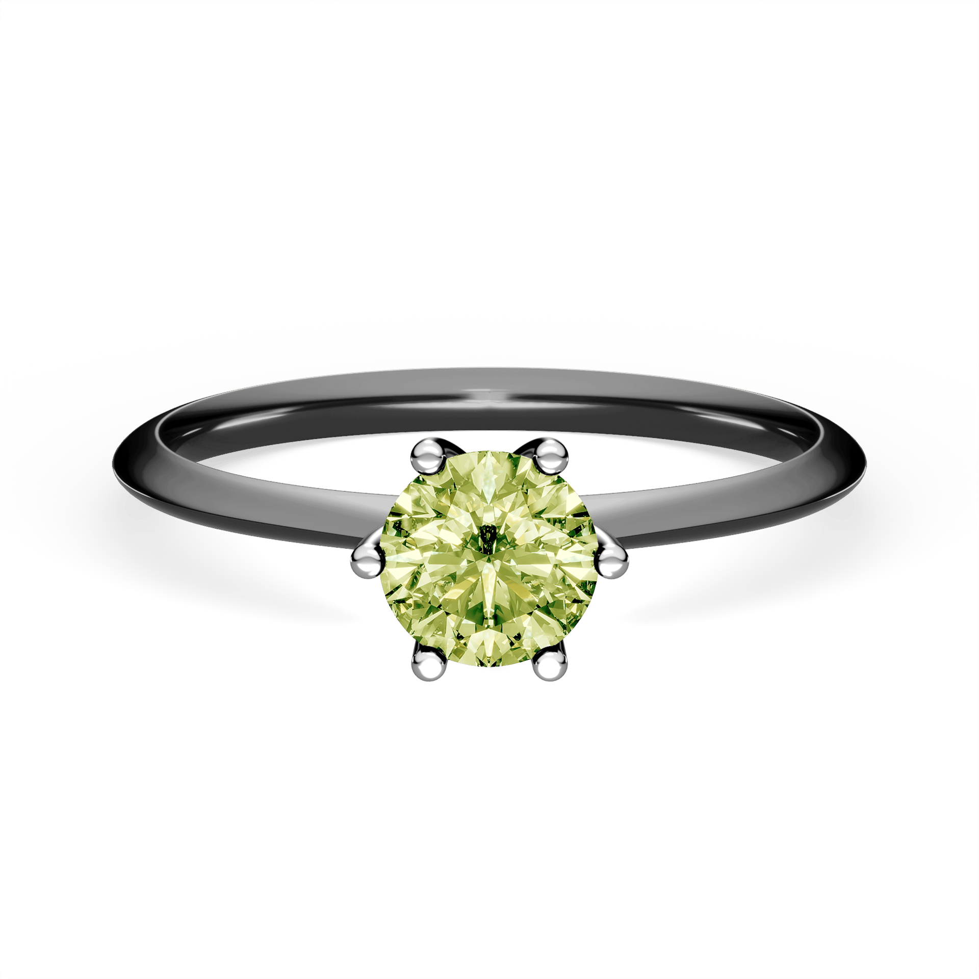 Pierścionek zaręczynowy My Love z czarnego złota z jasnym zielonym diamentem laboratoryjnym 0,50ct
