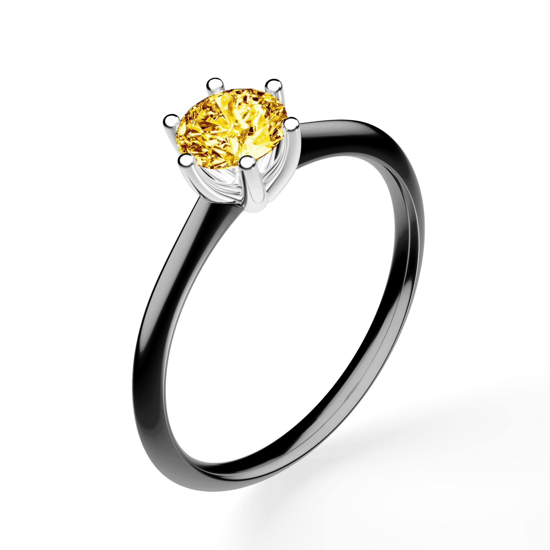 Pierścionek zaręczynowy My Love z czarnego złota z żółtym diamentem laboratoryjnym 0,50ct