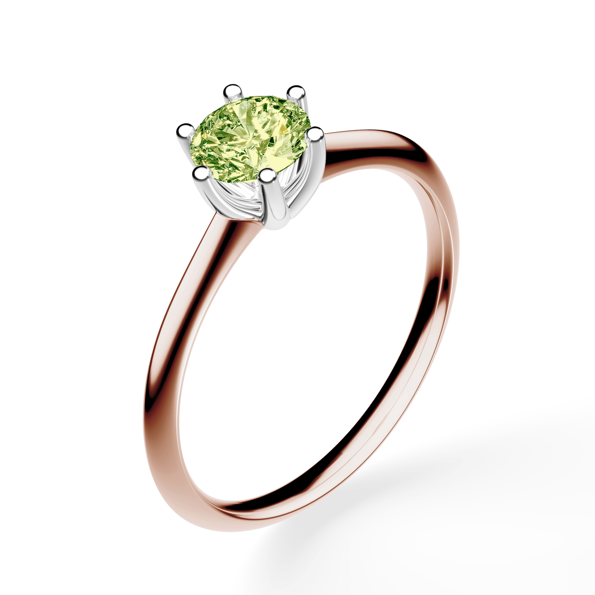 Pierścionek zaręczynowy My Love z różowego złota z jasnym zielonym diamentem laboratoryjnym 0,50ct