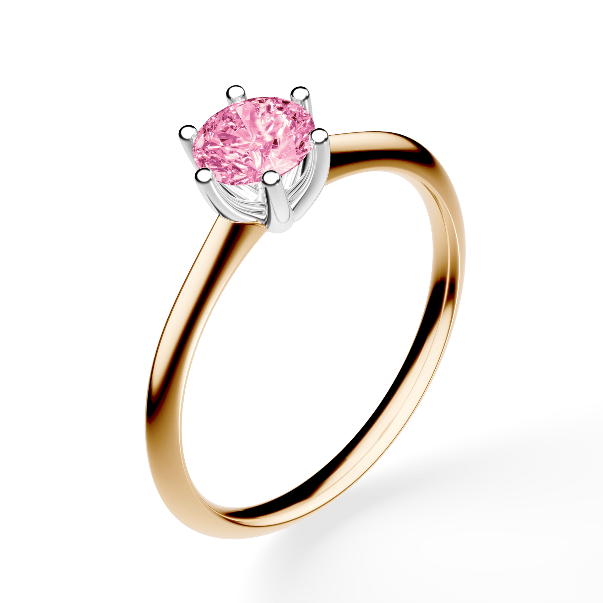 Pierścionek zaręczynowy My Love z żółtego złota z różowym diamentem laboratoryjnym 0,50ct
