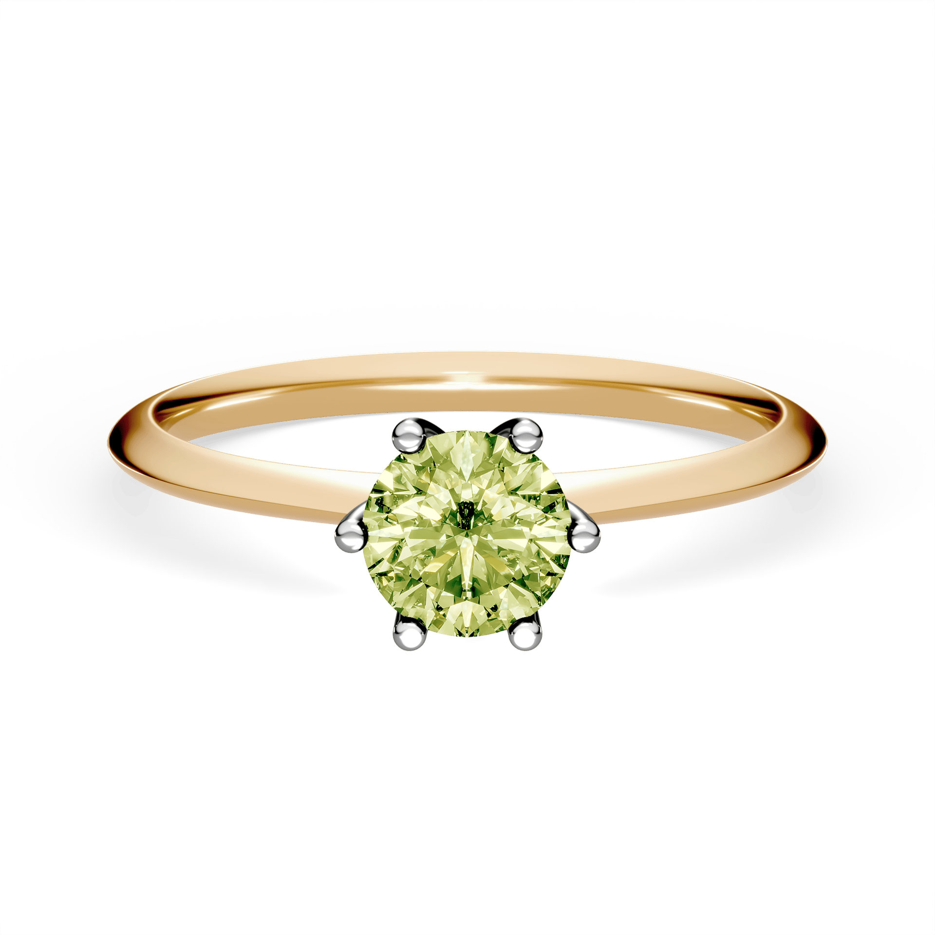 Pierścionek zaręczynowy My Love z żółtego złota z jasnym zielonym diamentem laboratoryjnym 0,50ct