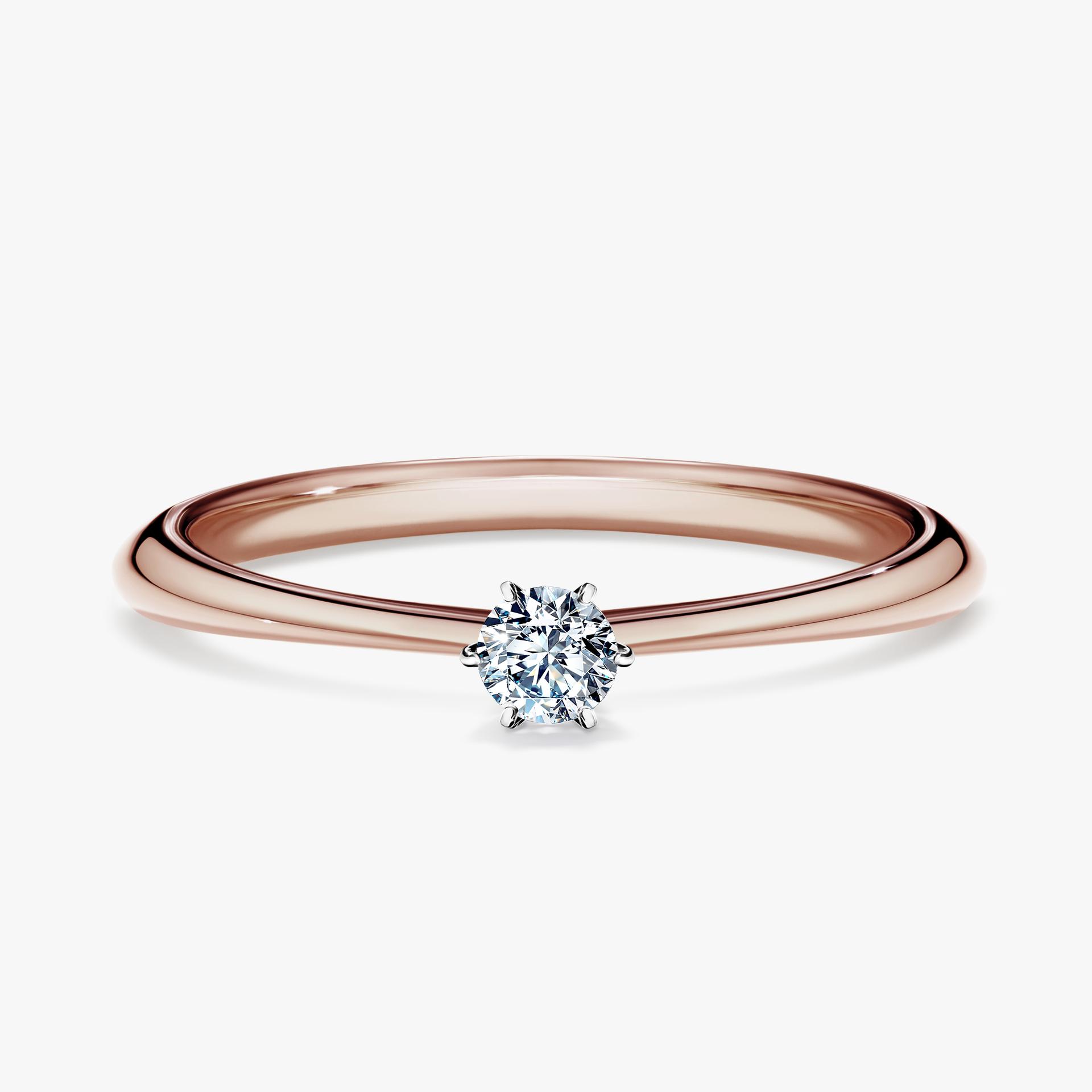 Pierscionek zareczynowy z diamentem 010 CT z rozowego zlota my love 01