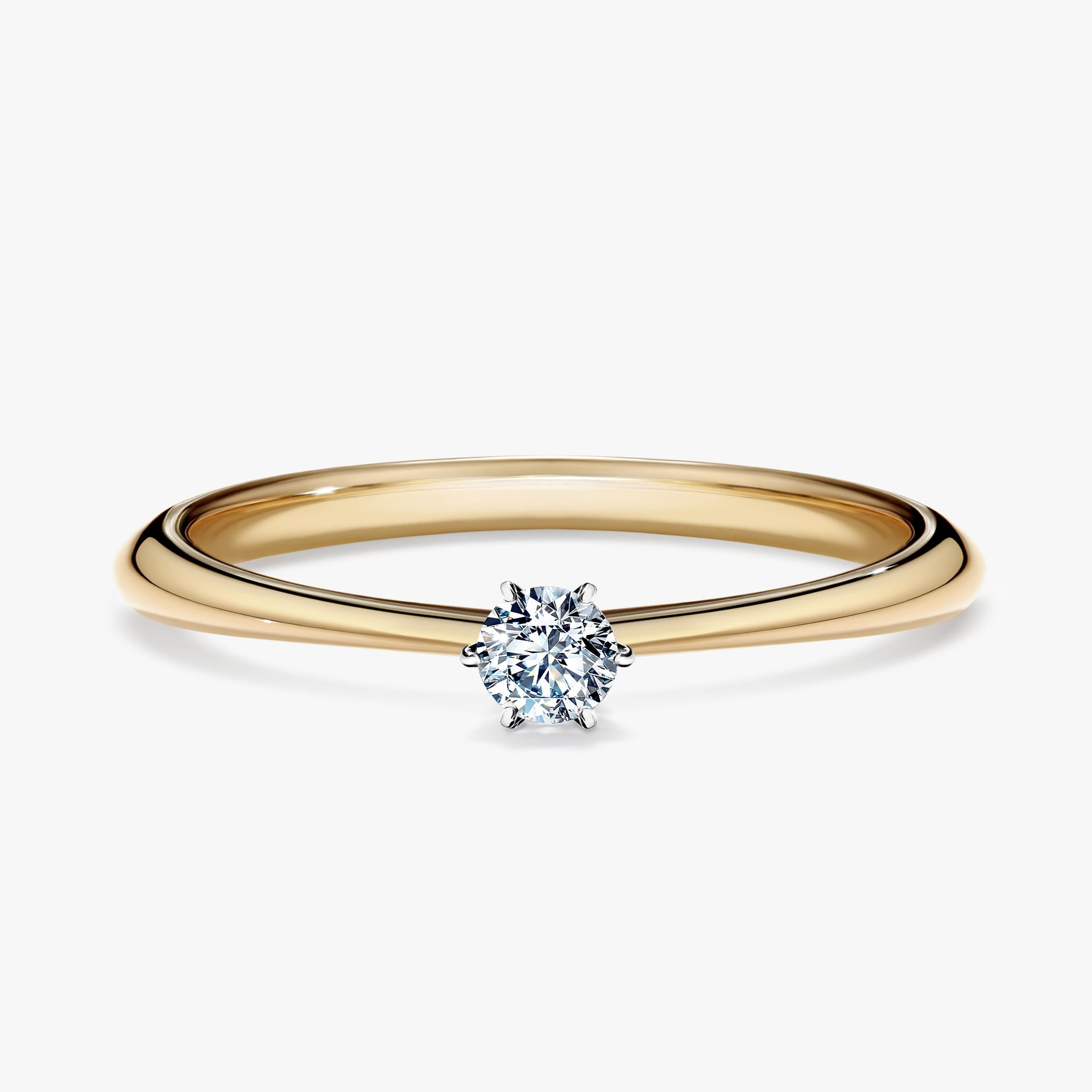 Pierscionek zareczynowy z diamentem 010 CT z zoltego zlota my love 01