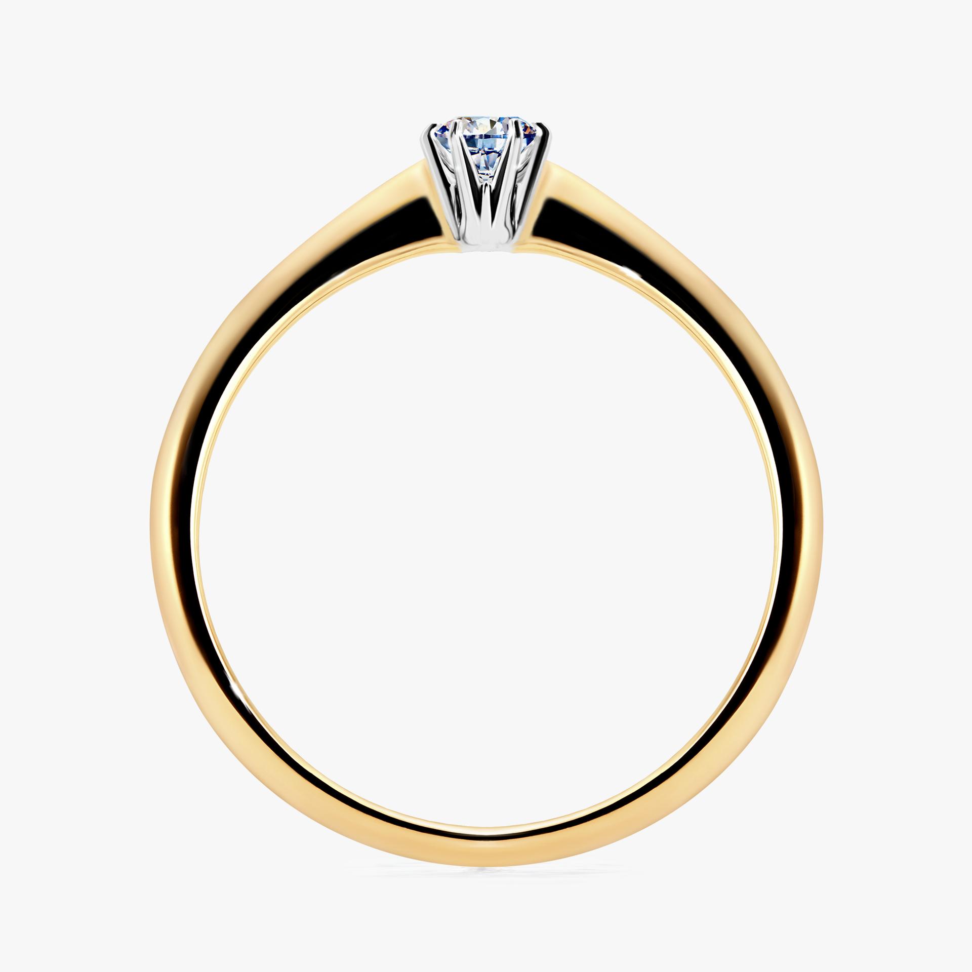Pierscionek zareczynowy z diamentem 010 CT z zoltego zlota my love 02