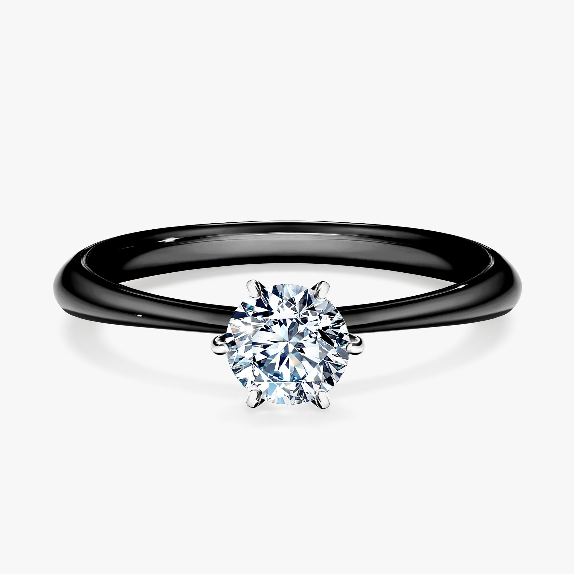 Pierscionek zareczynowy z diamentem 050 CT z czarnego zlota my love 01