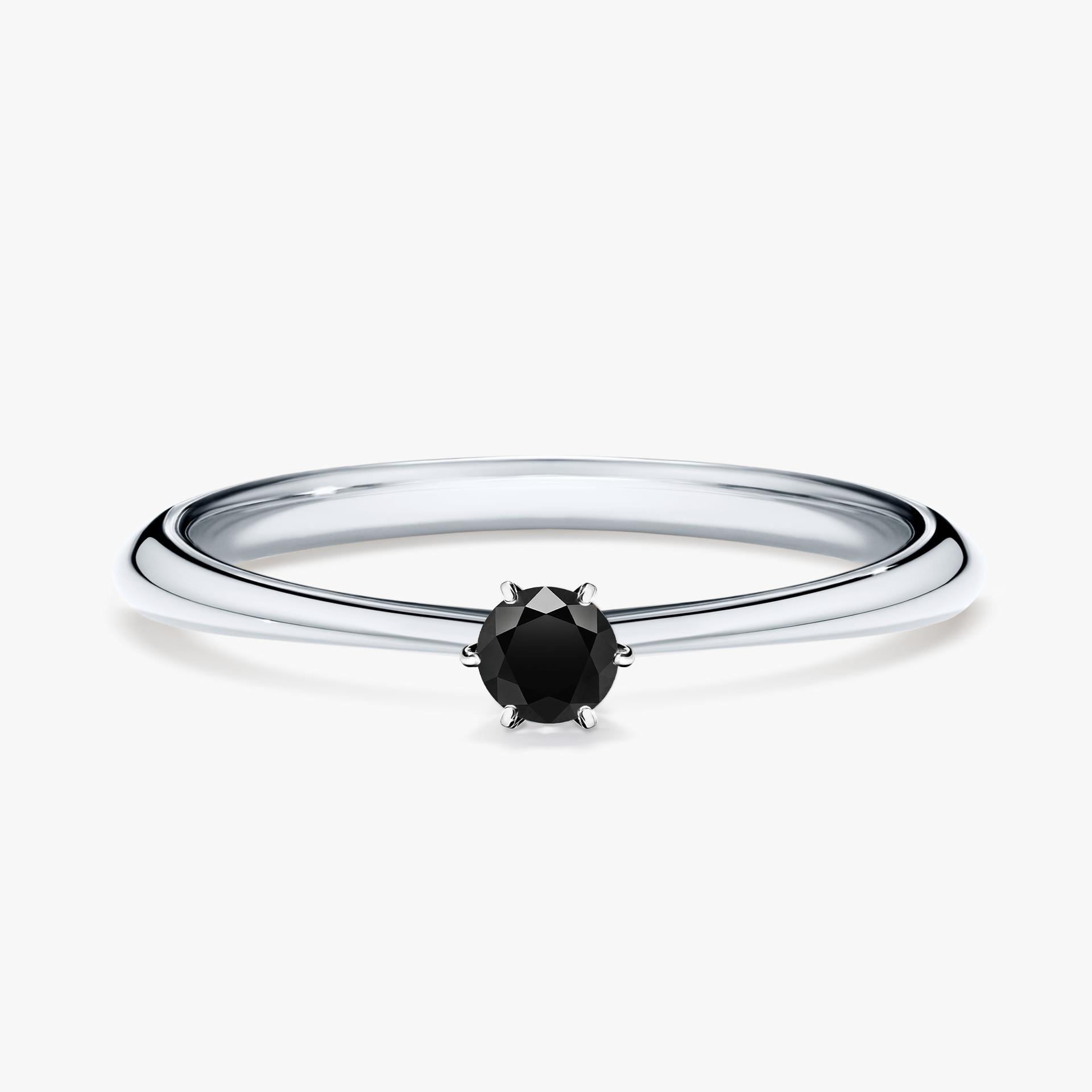 Pierscionek zareczynowy z diamentem czarny 010 CT z bialego zlota my love 01
