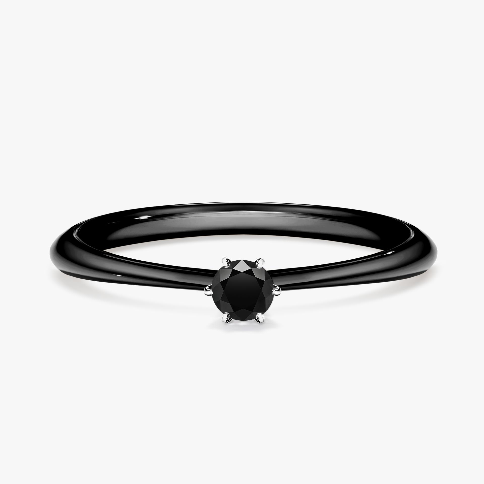 Pierscionek zareczynowy z diamentem czarny 010 CT z czarnego zlota my love 01