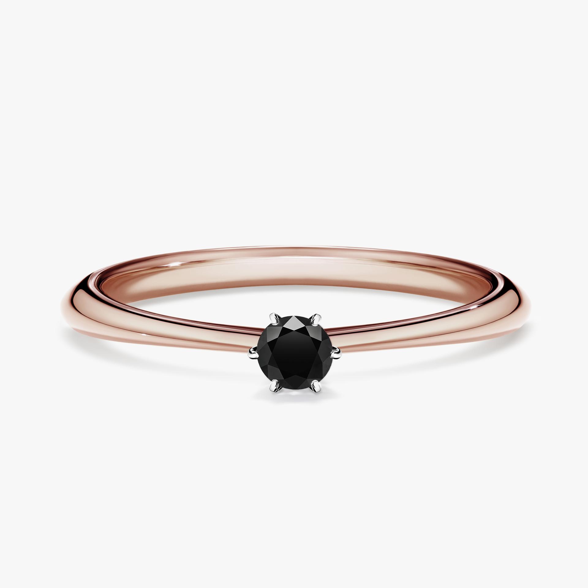 Pierscionek zareczynowy z diamentem czarny 010 CT z rozowego zlota my love 01