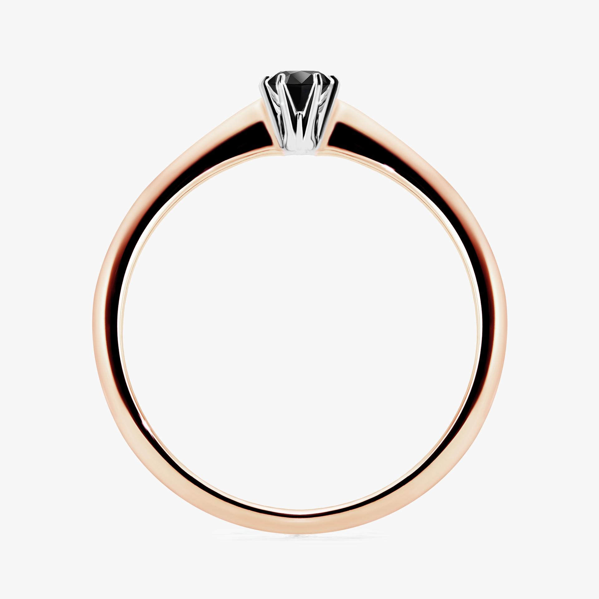Pierscionek zareczynowy z diamentem czarny 010 CT z rozowego zlota my love 02