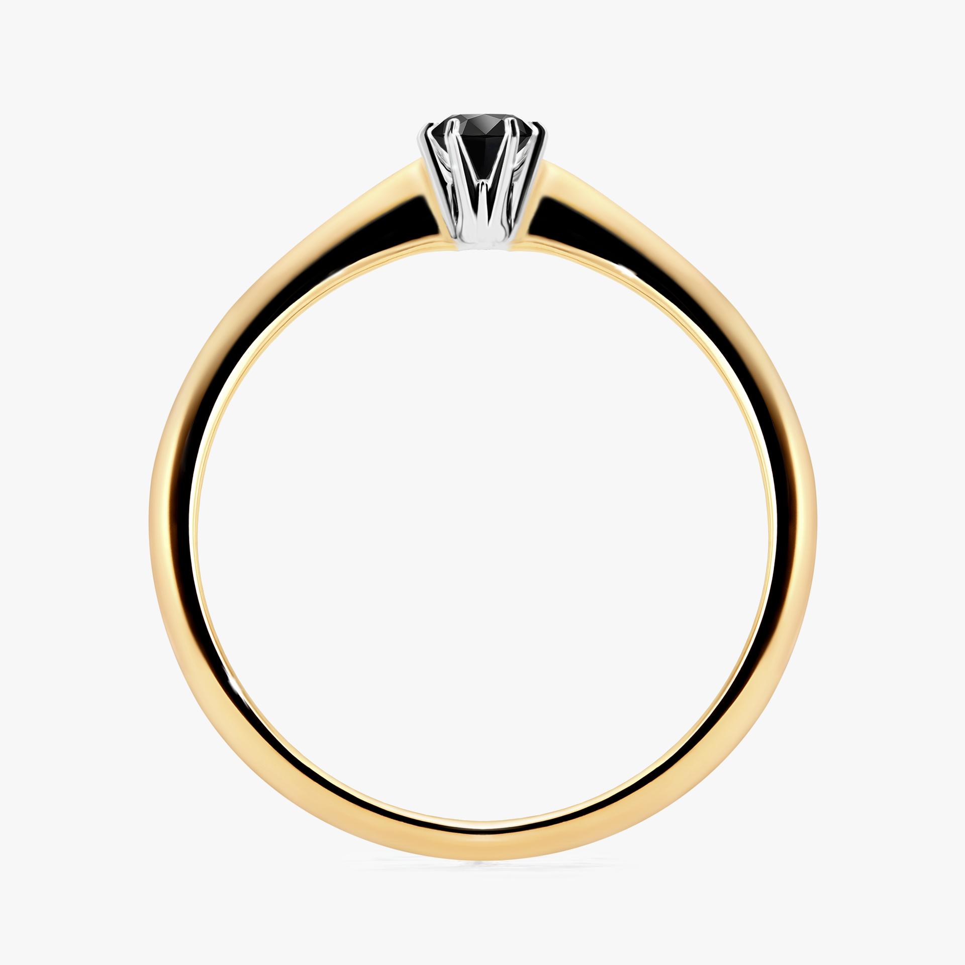 Pierscionek zareczynowy z diamentem czarny 010 CT z zoltego zlota my love 02
