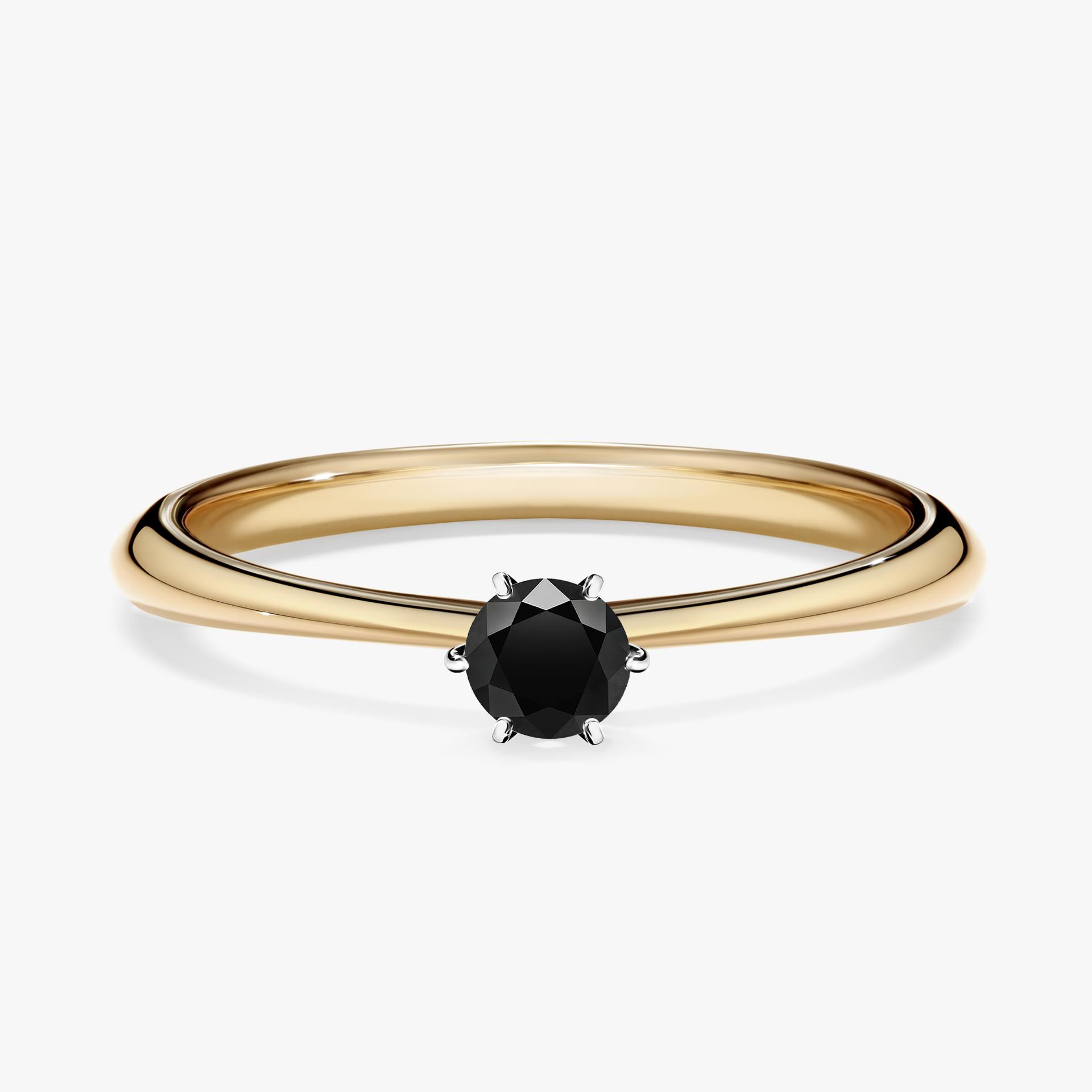 Pierscionek zareczynowy z diamentem czarny 017 CT z zoltego zlota my love 01
