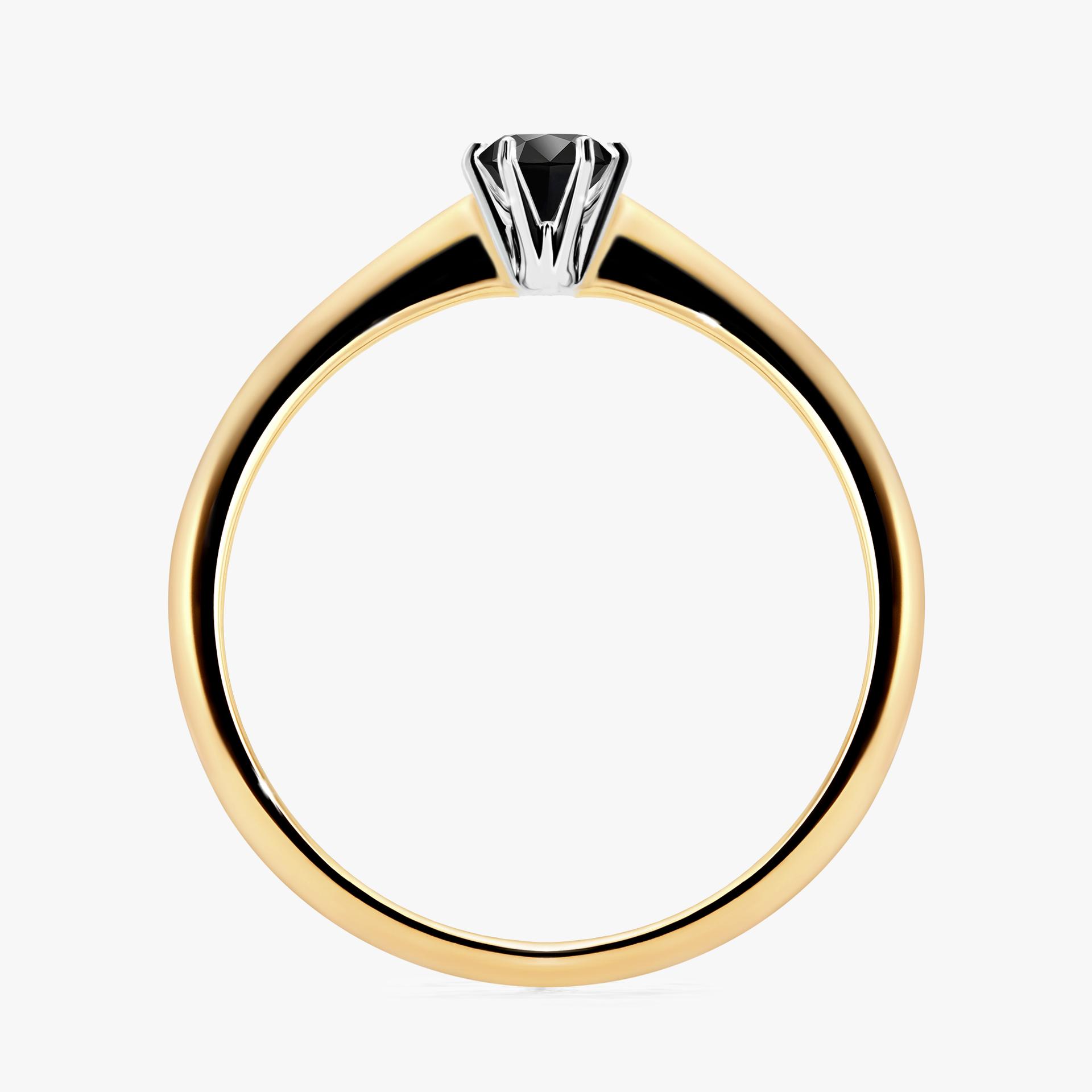 Pierscionek zareczynowy z diamentem czarny 017 CT z zoltego zlota my love 02