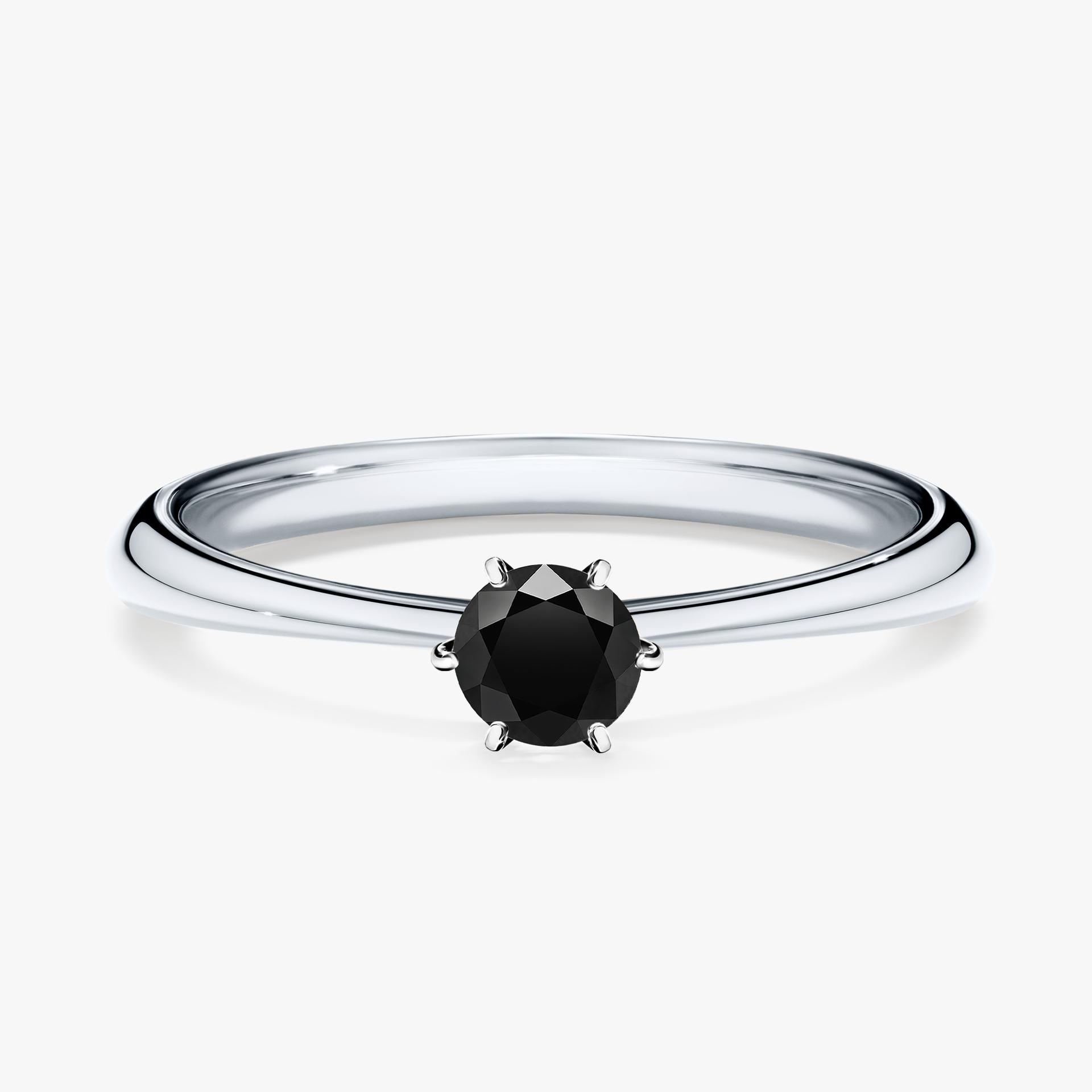 Pierscionek zareczynowy z diamentem czarny 025 CT z bialego zlota my love 01