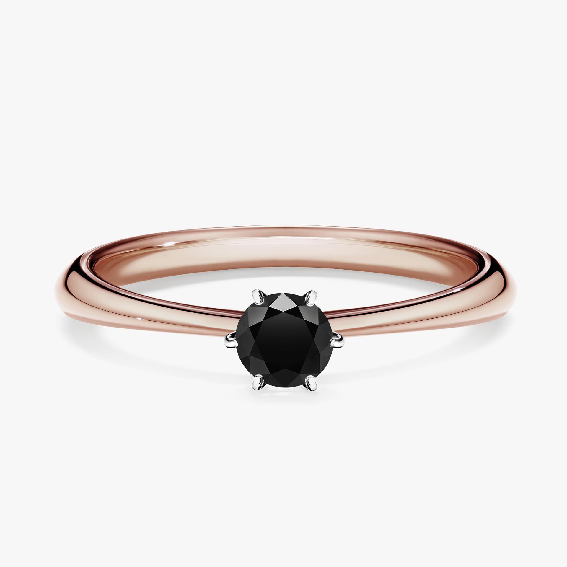 Pierscionek zareczynowy z diamentem czarny 025 CT z rozowego zlota my love 01