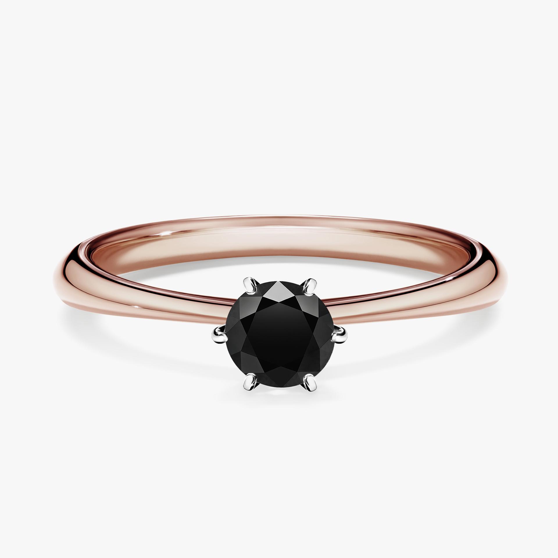 Pierscionek zareczynowy z diamentem czarny 030 CT z rozowego zlota my love 01