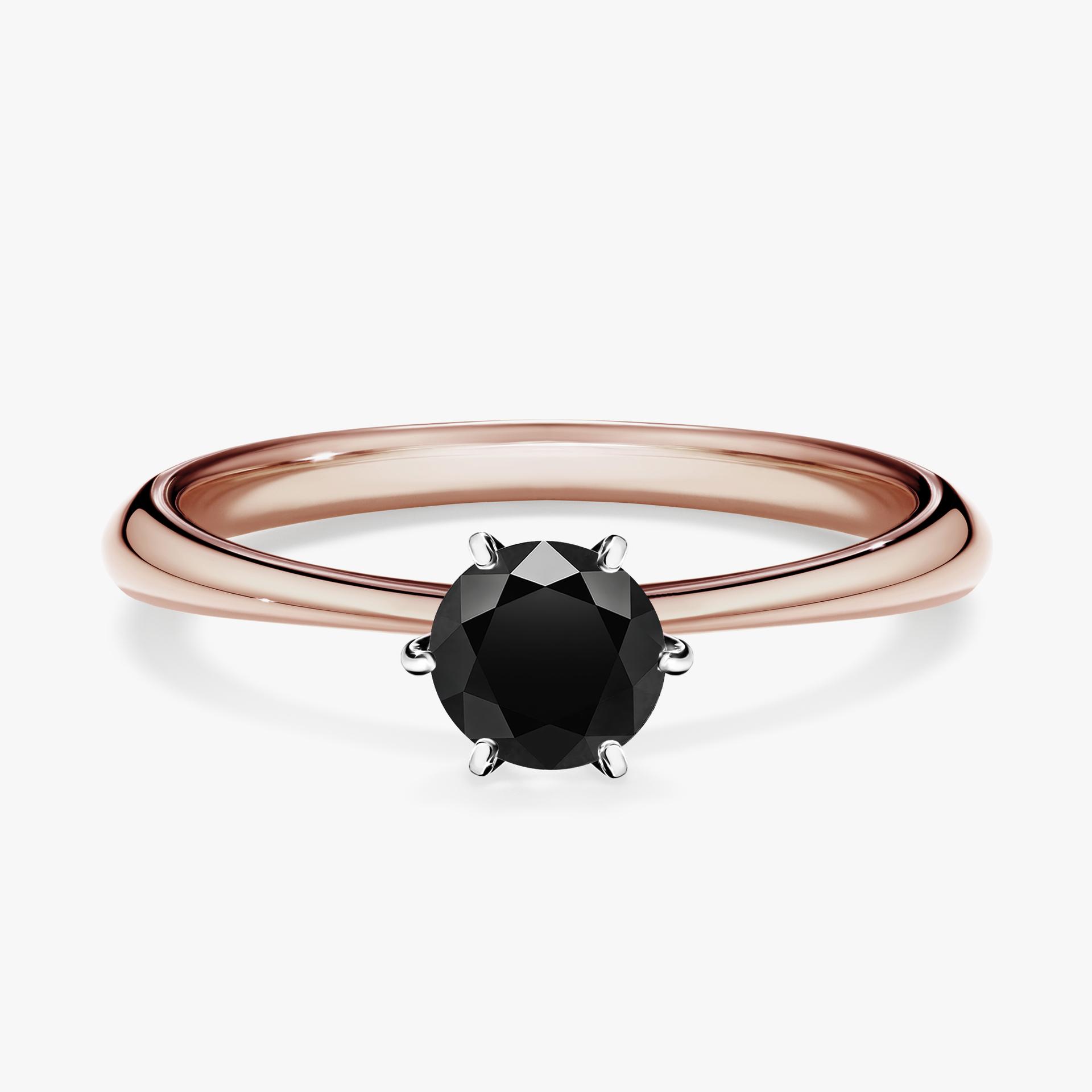 Pierscionek zareczynowy z diamentem czarny 050 CT z rozowego zlota my love 01