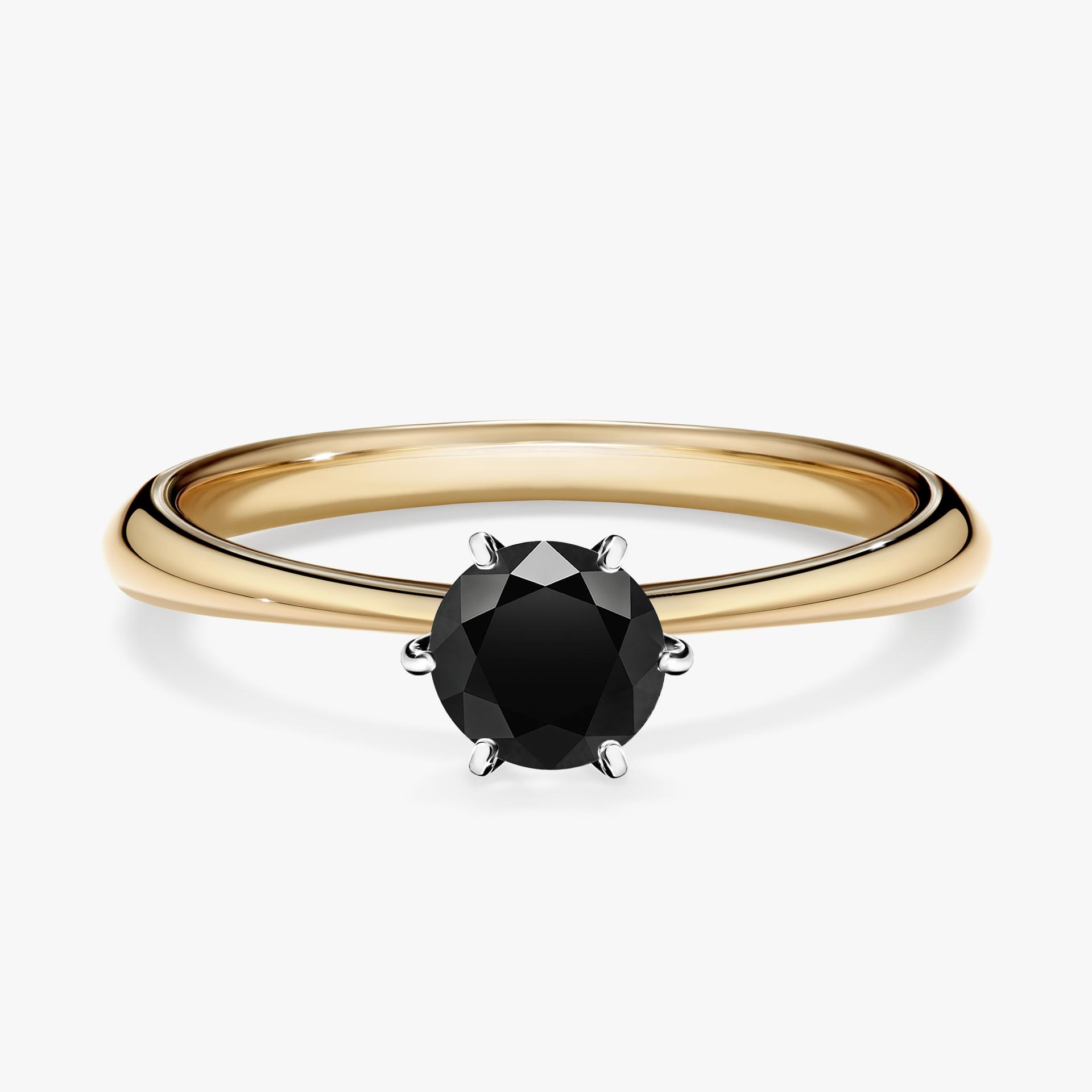 Pierscionek zareczynowy z diamentem czarny 050 CT z zoltego zlota my love 01