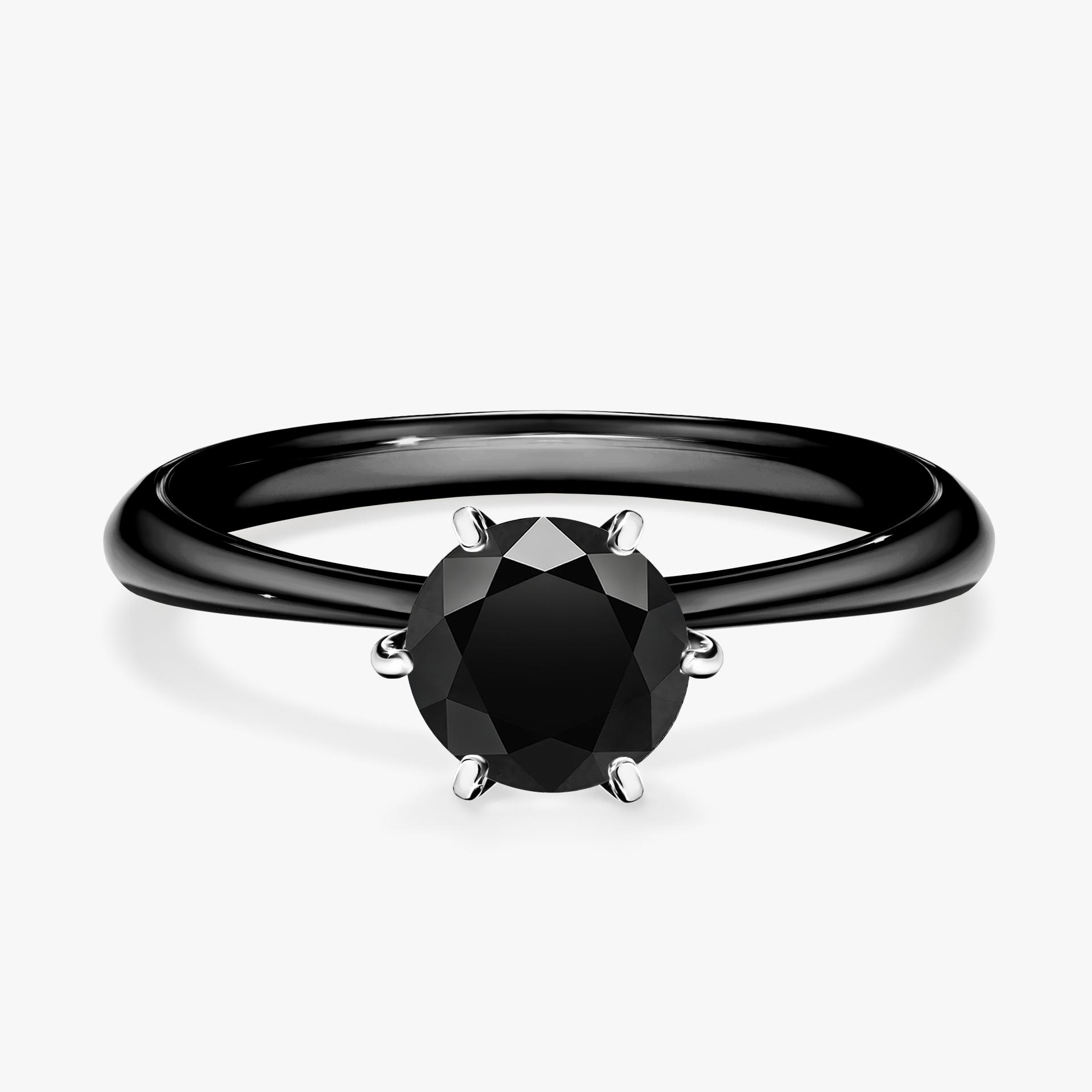 Pierscionek zareczynowy z diamentem czarny 080 CT z czarnego zlota my love 01