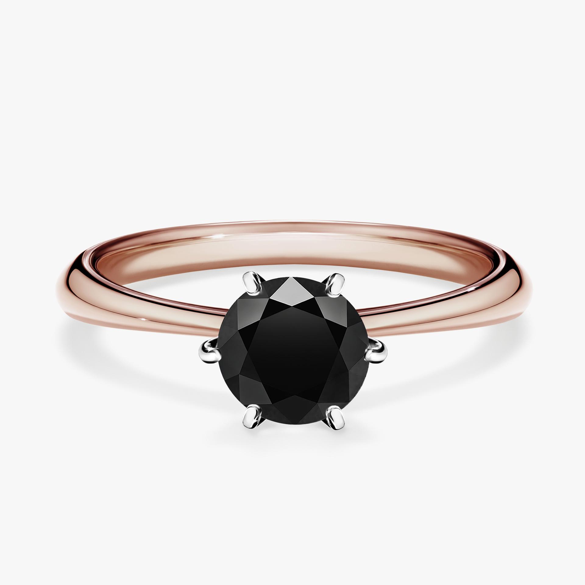 Pierscionek zareczynowy z diamentem czarny 080 CT z rozowego zlota my love 01