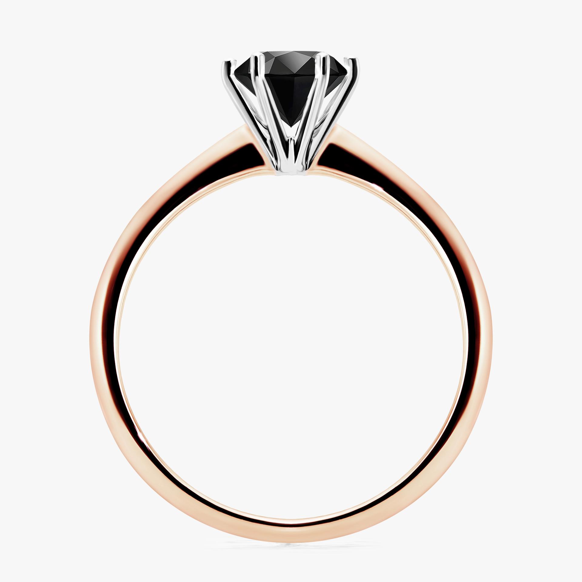 Pierscionek zareczynowy z diamentem czarny 080 CT z rozowego zlota my love 02