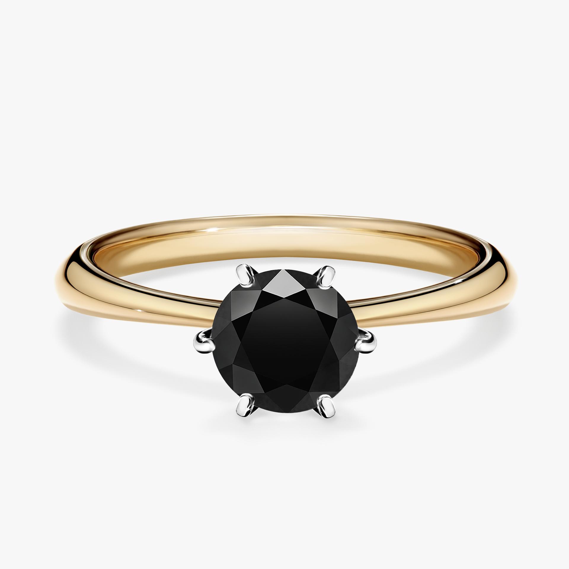Pierscionek zareczynowy z diamentem czarny 080 CT z zoltego zlota my love 01