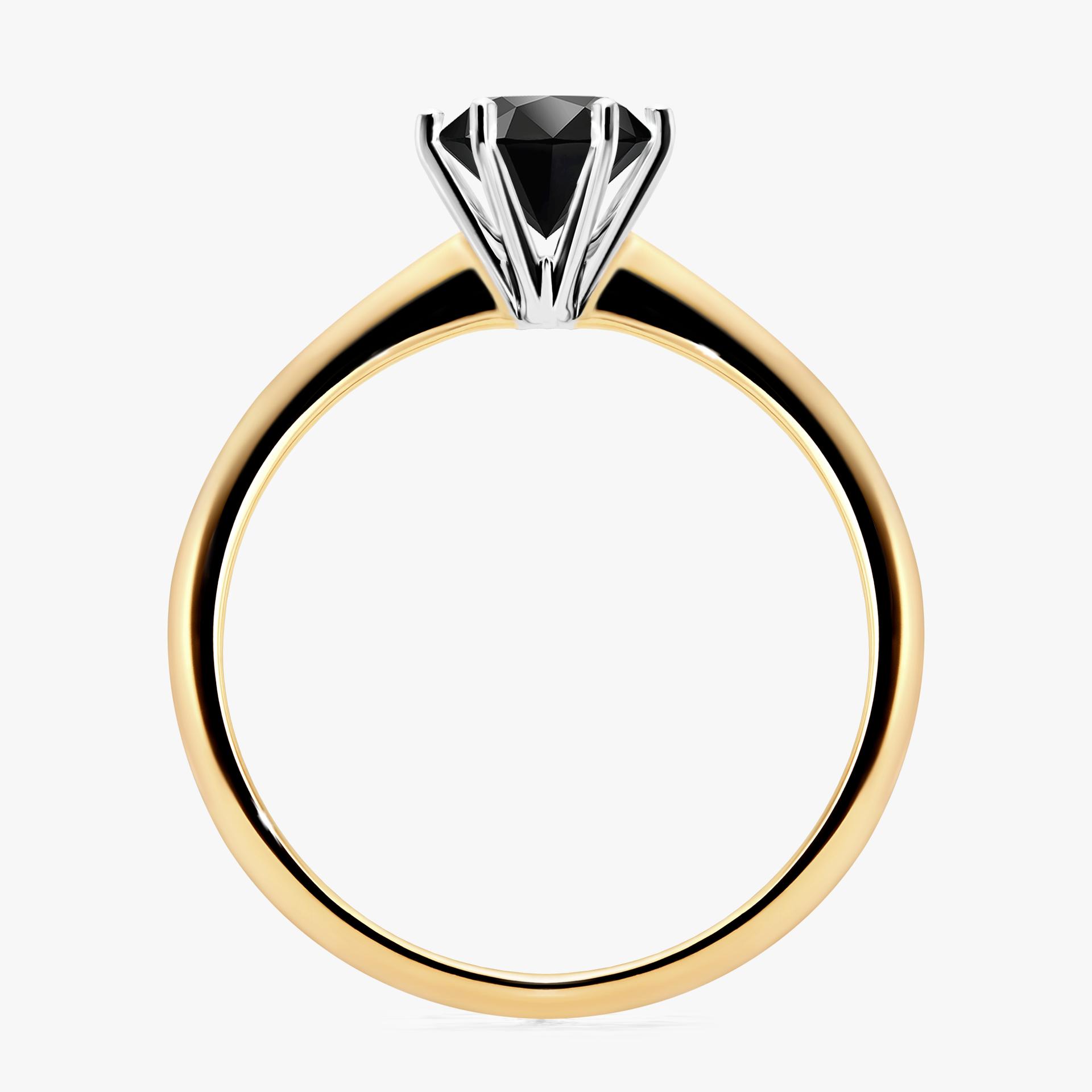 Pierscionek zareczynowy z diamentem czarny 080 CT z zoltego zlota my love 02