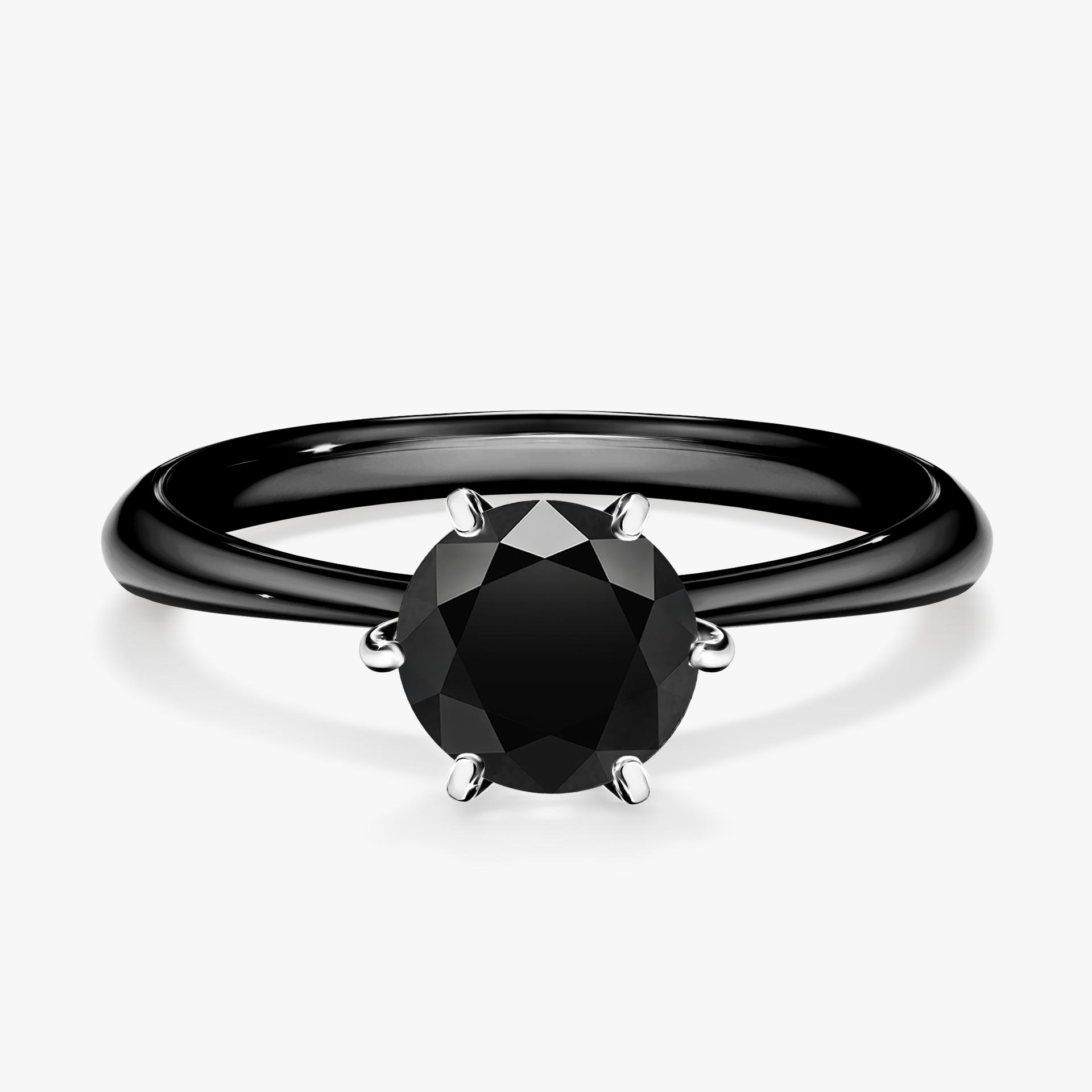 Pierscionek zareczynowy z diamentem czarny 100 CT z czarnego zlota my love 01