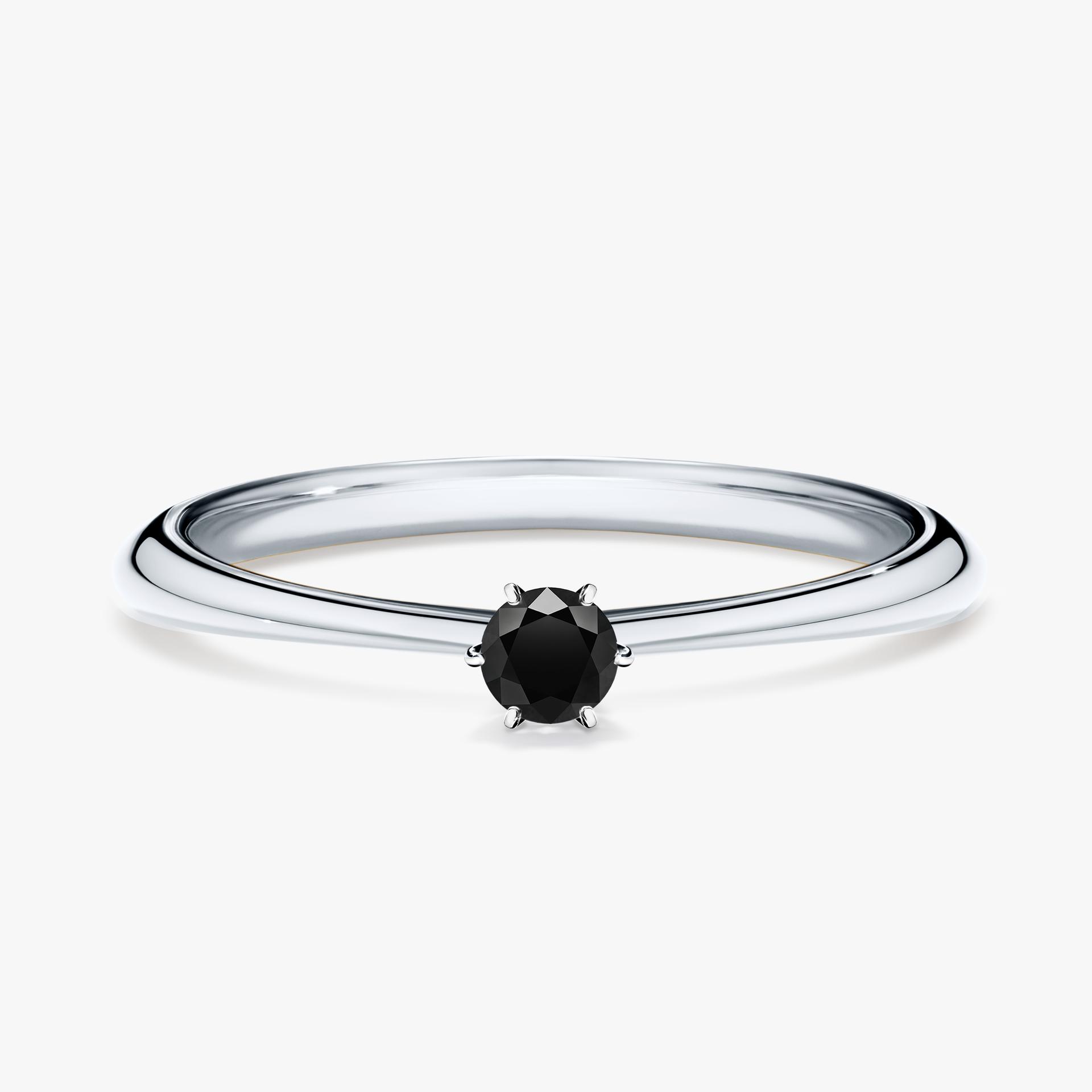 Pierscionek zareczynowy z diamentem czarnym 010 CT z bialego zlota my love 01
