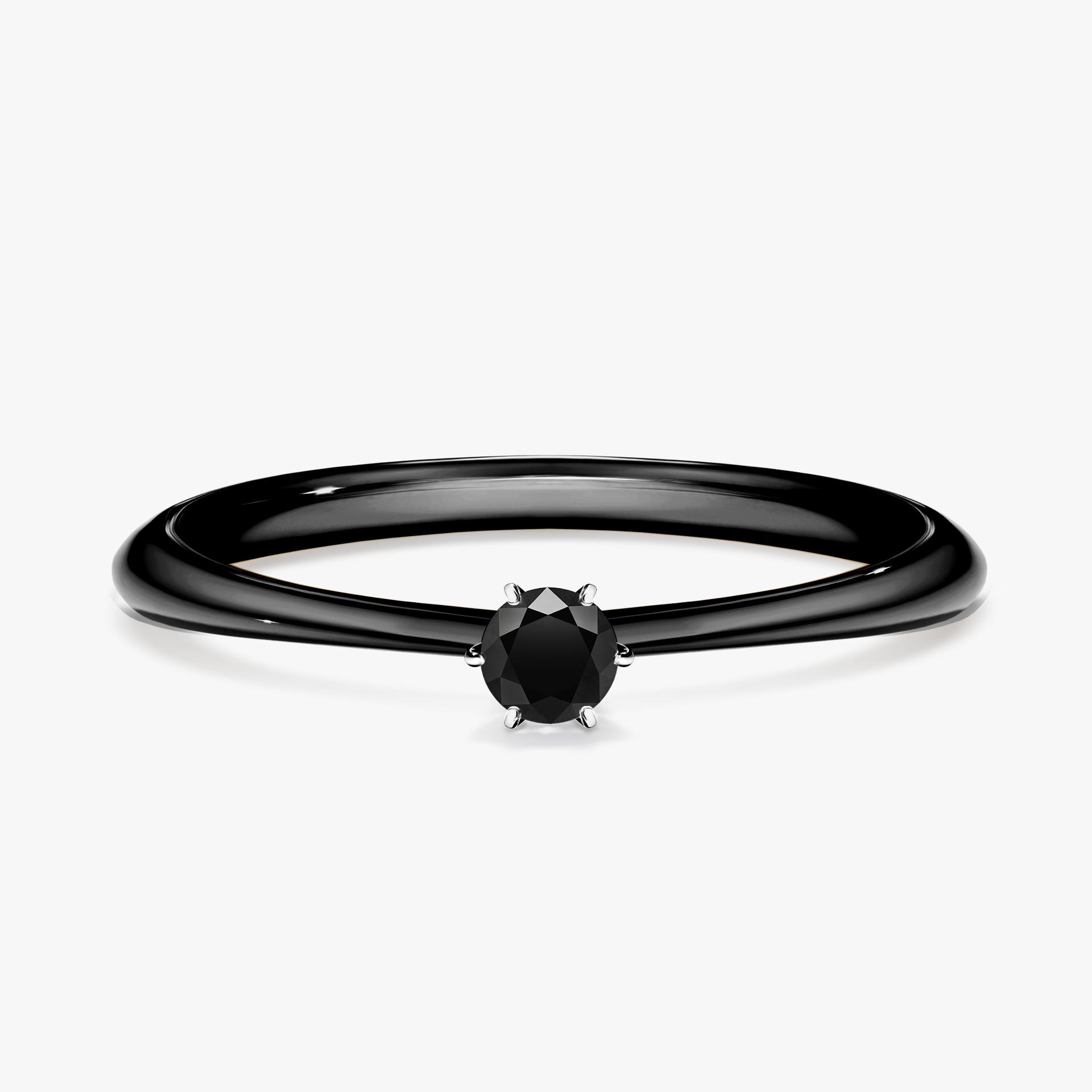 Pierscionek zareczynowy z diamentem czarnym 010 CT z czarnego zlota my love 01