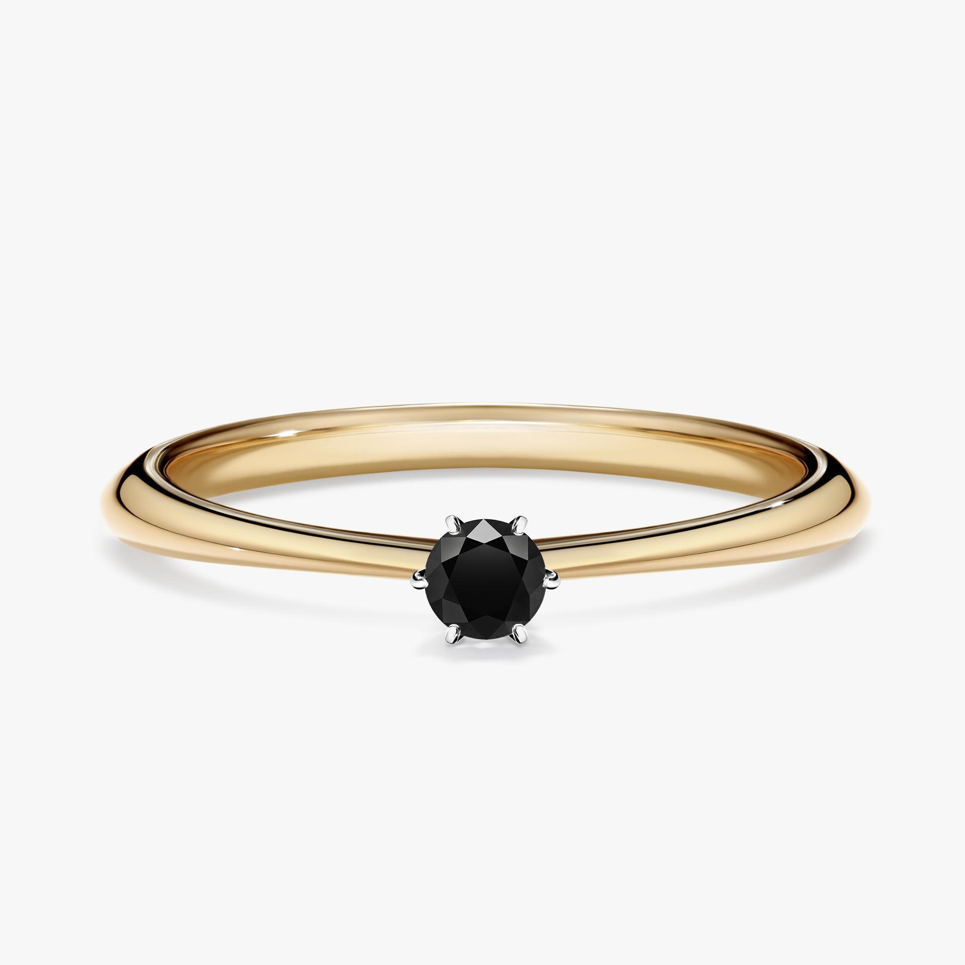Pierscionek zareczynowy z diamentem czarnym 010 CT z zoltego zlota my love 01