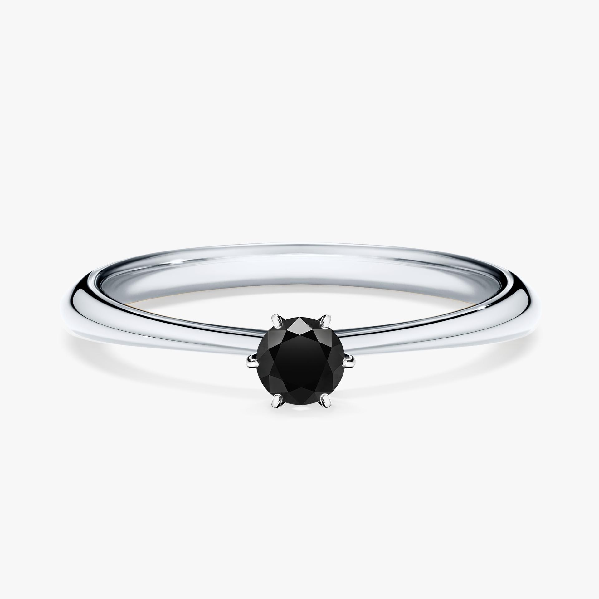 Pierscionek zareczynowy z diamentem czarnym 017 CT z bialego zlota my love 01