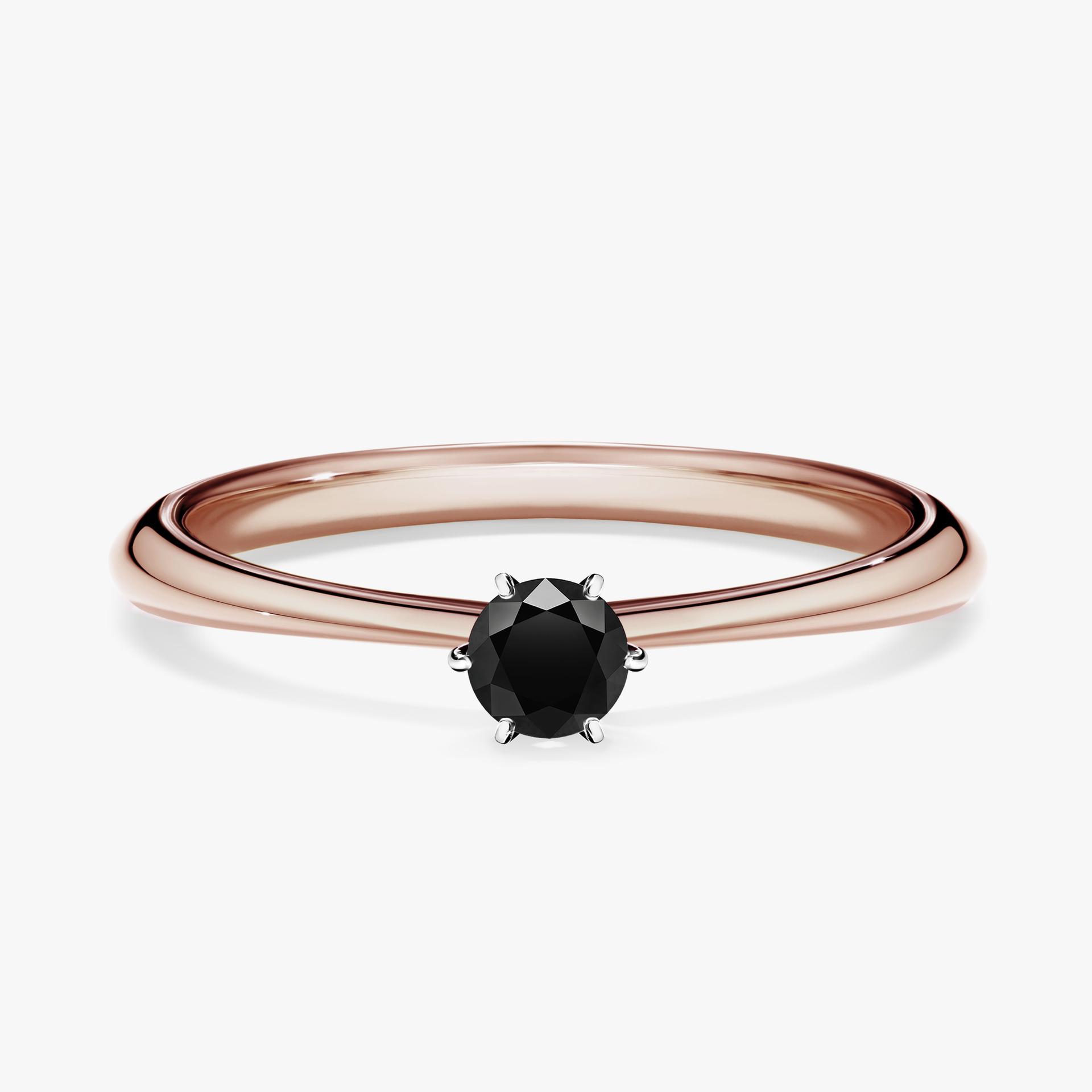 Pierscionek zareczynowy z diamentem czarnym 017 CT z rozowego zlota my love 01
